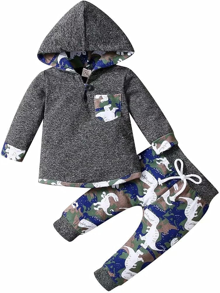 Tepuce FallWinter Toddler 2-Piece Set Plaid Pocket Hoodie Pants