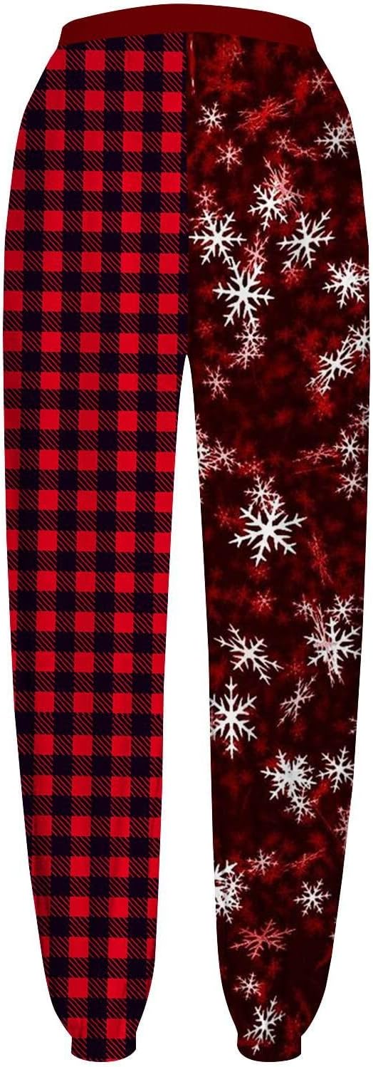 sdbrld Christmas Print High Waist Faux Leather Womens sweatpants