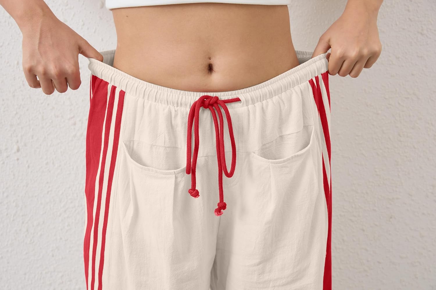 MISSACTIVER Womens Side Striped Wide Leg High Rise Sweatpants