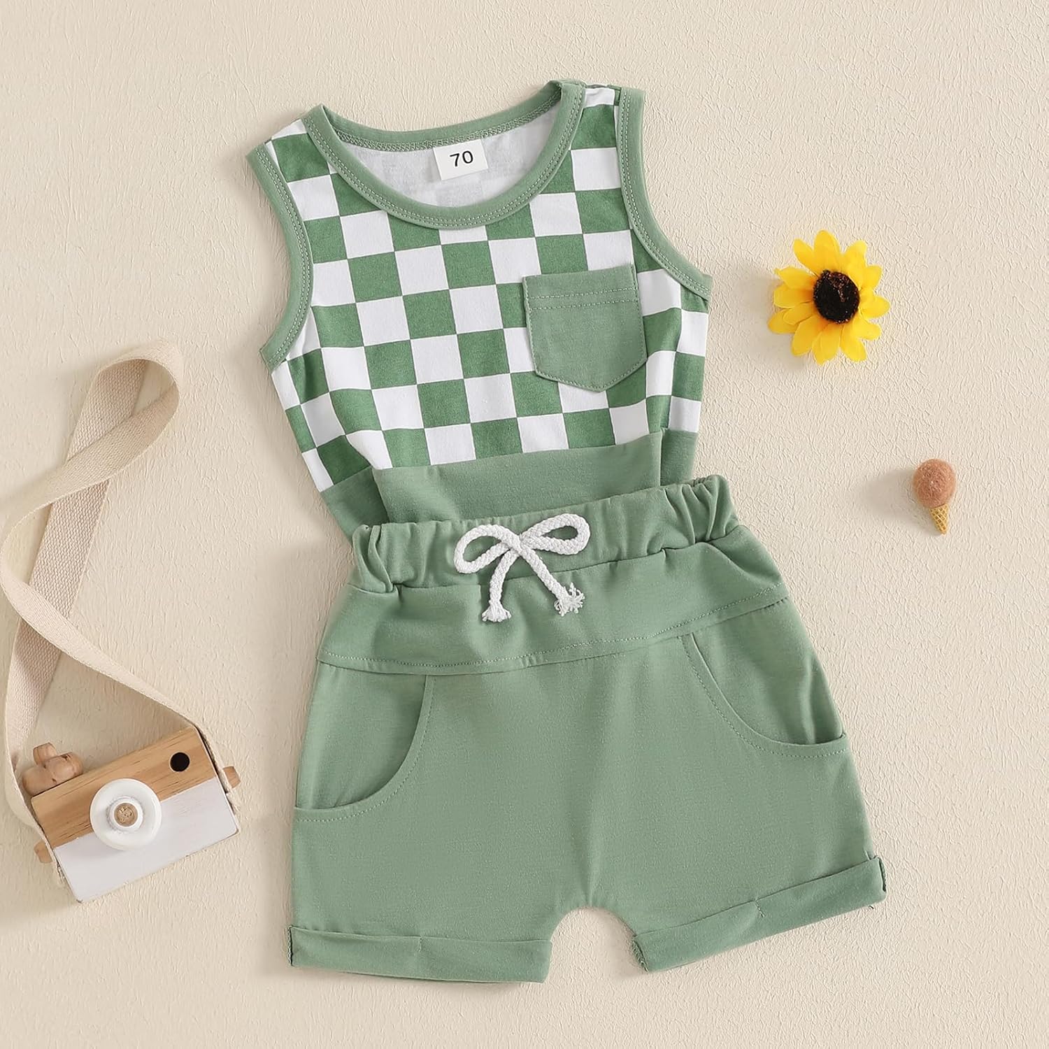 Soft Breathable Baby Boy Summer Set Includes Tank Shorts