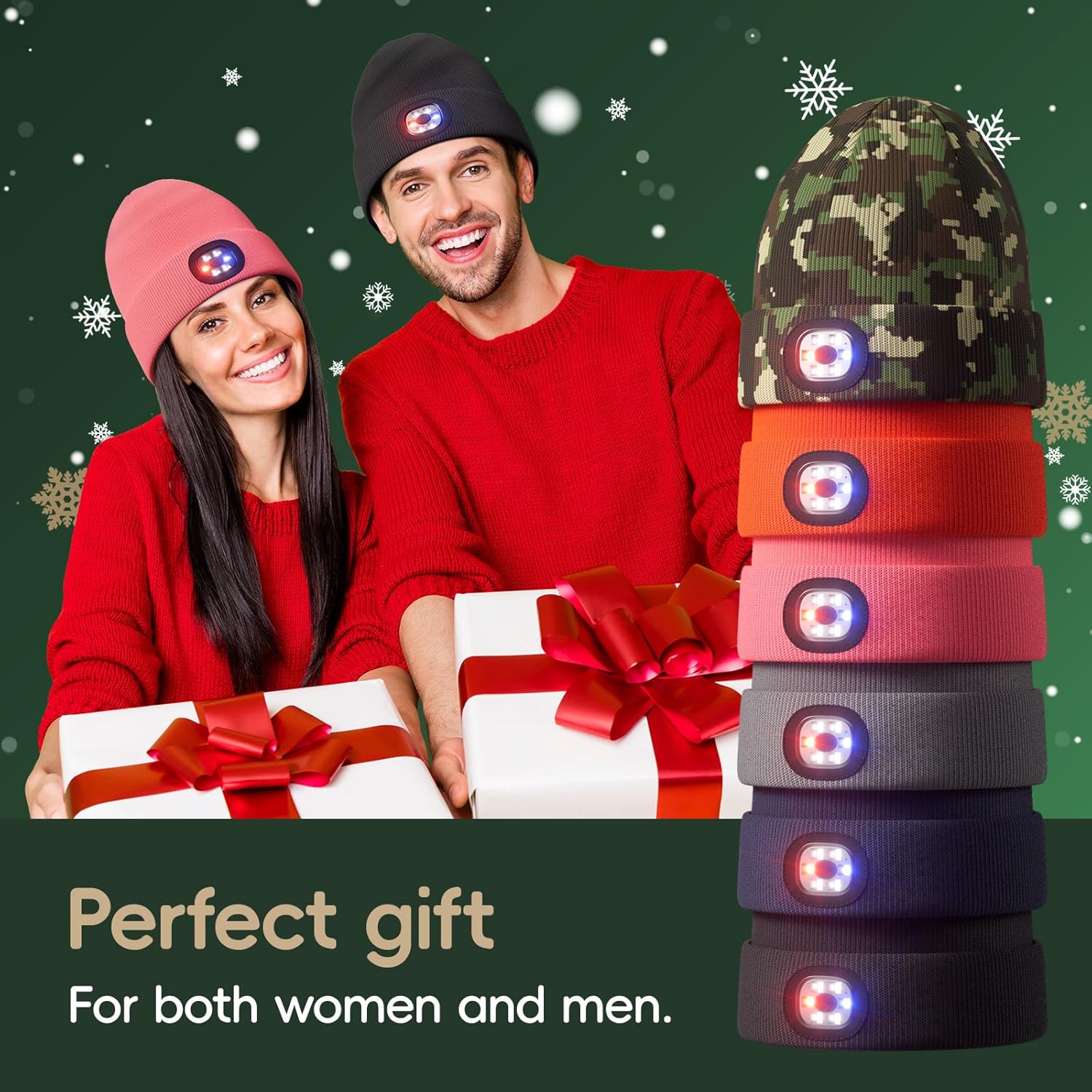 Olulse Unisex Winter Beanie with Built-in LED Light for Men Women