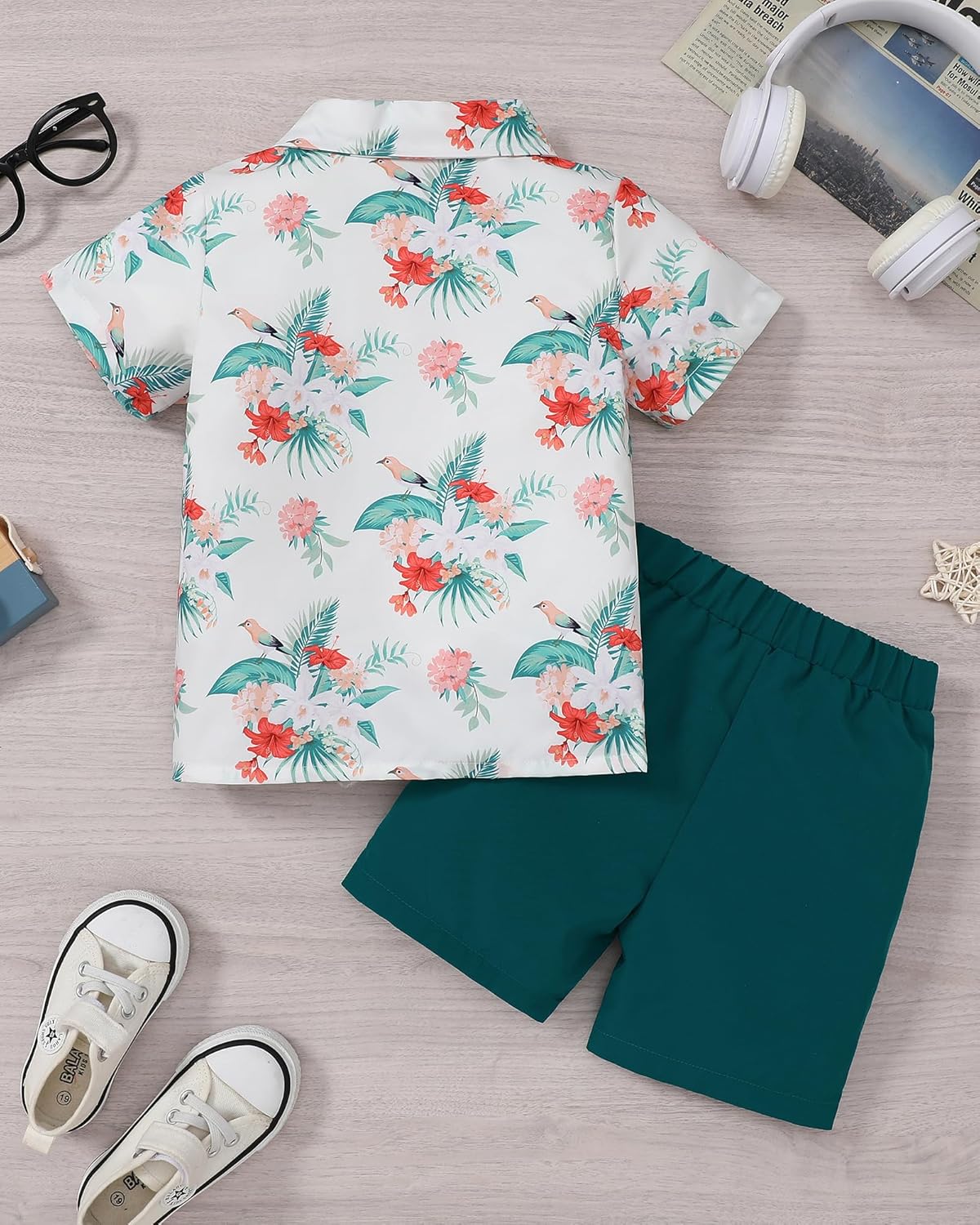 Flamingo Hawaiian Toddler Boy Outfit - Summer Beach Series