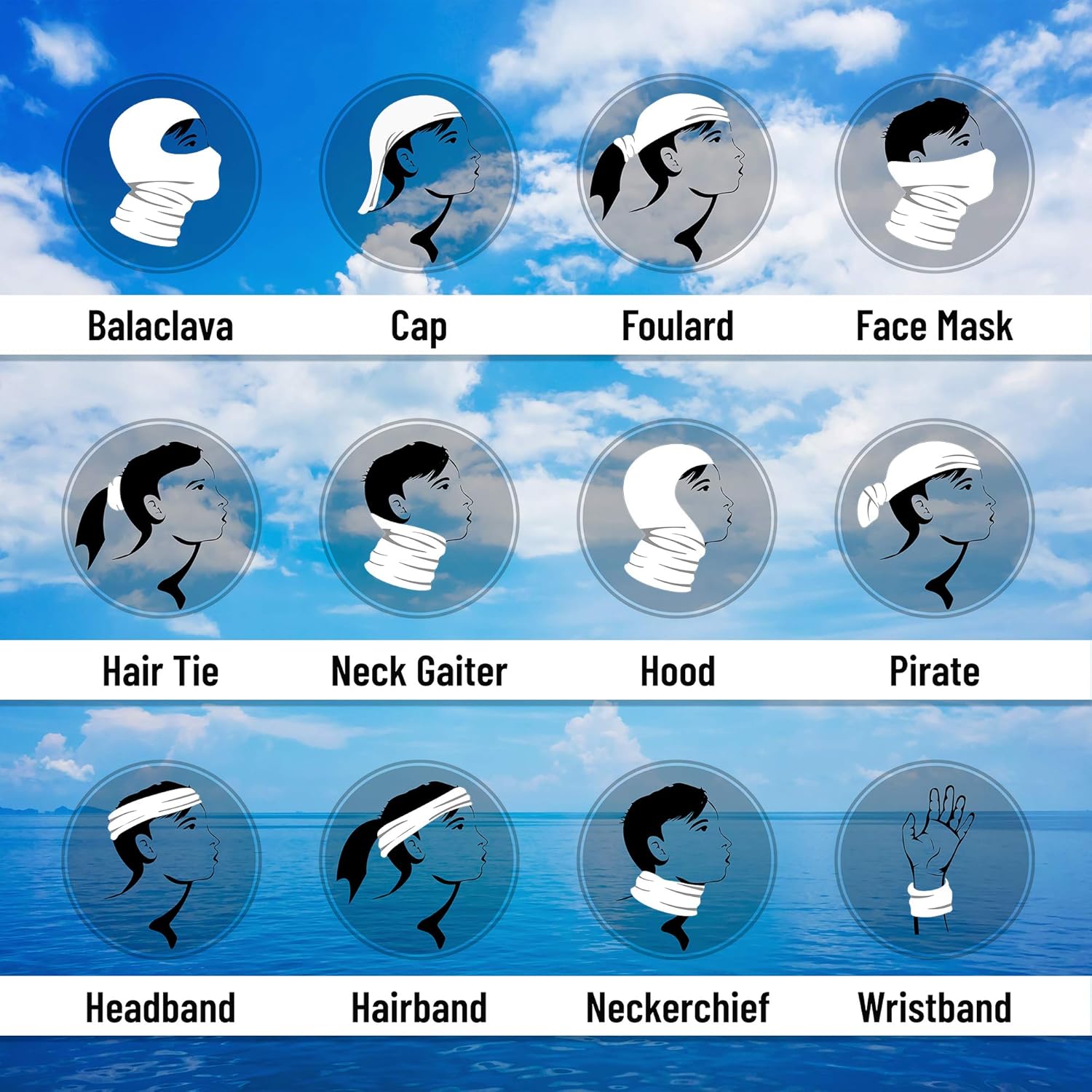 Seven Cool Water Print Kids Neck Gaiter Youth UPF 50Sun Protection