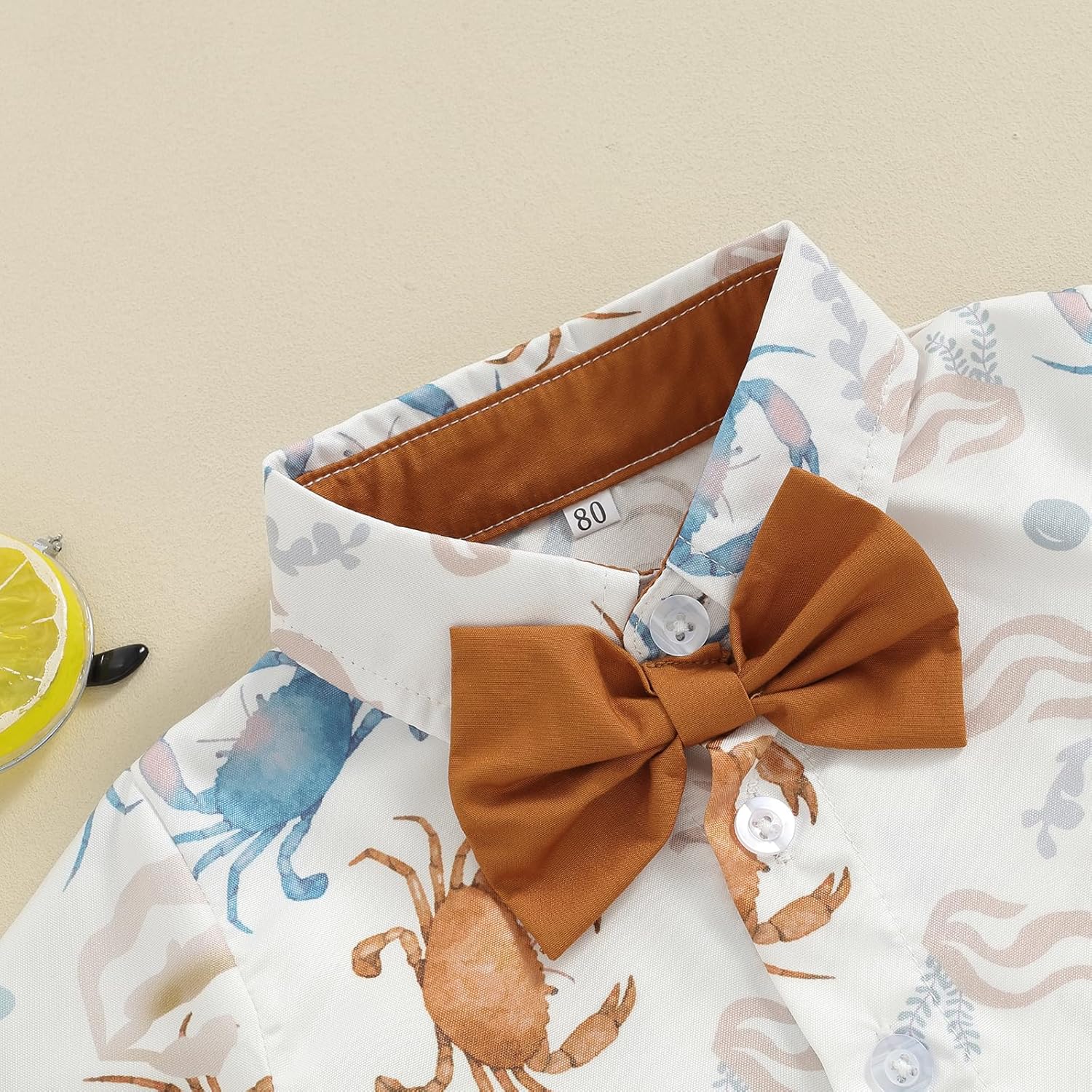 Licupiee Toddler Boys Ocean Print Shorts Set 2Pcs Crab Turtle Summer Outfits