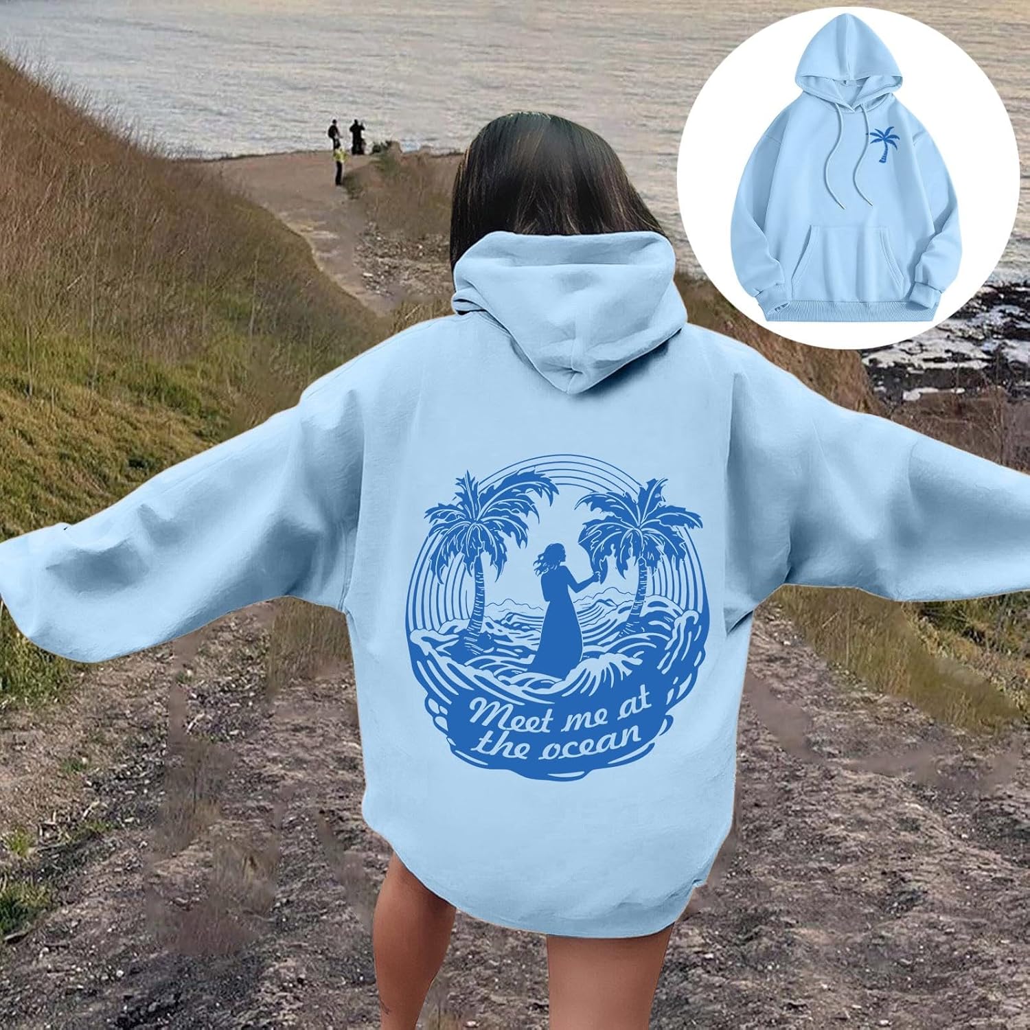 Oversized Pink Puff Hoodie with Drawstring and Graphic Print