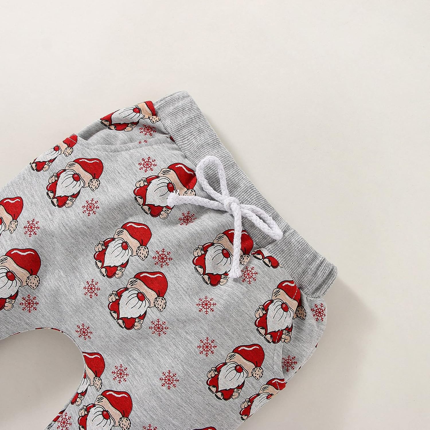 Newborn Baby Christmas Outfit Set Santa Print Cotton Blouse Pants Pullover