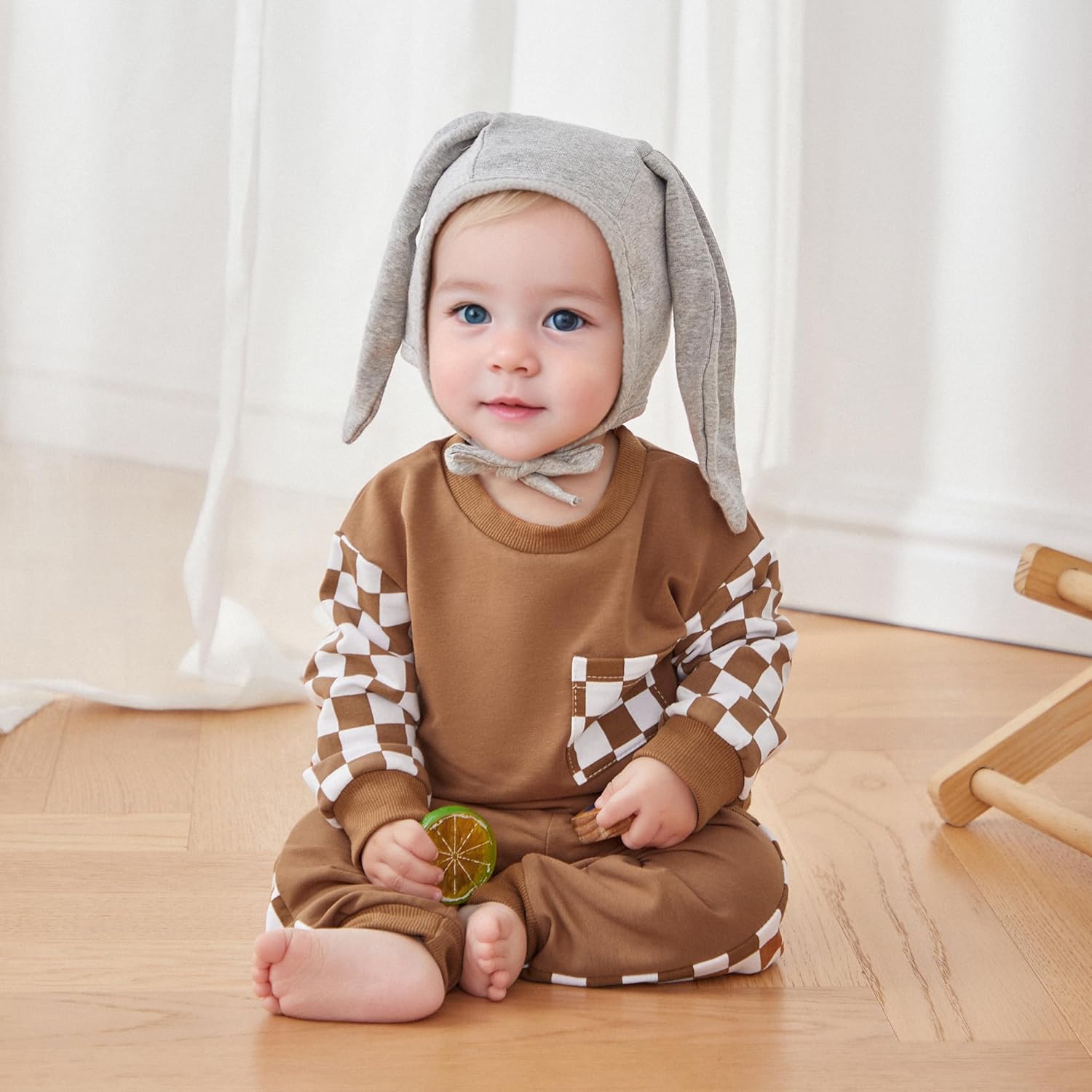 Cutie Toddler Boy Fall Outfit Soft Elastic Crewneck Pants Set