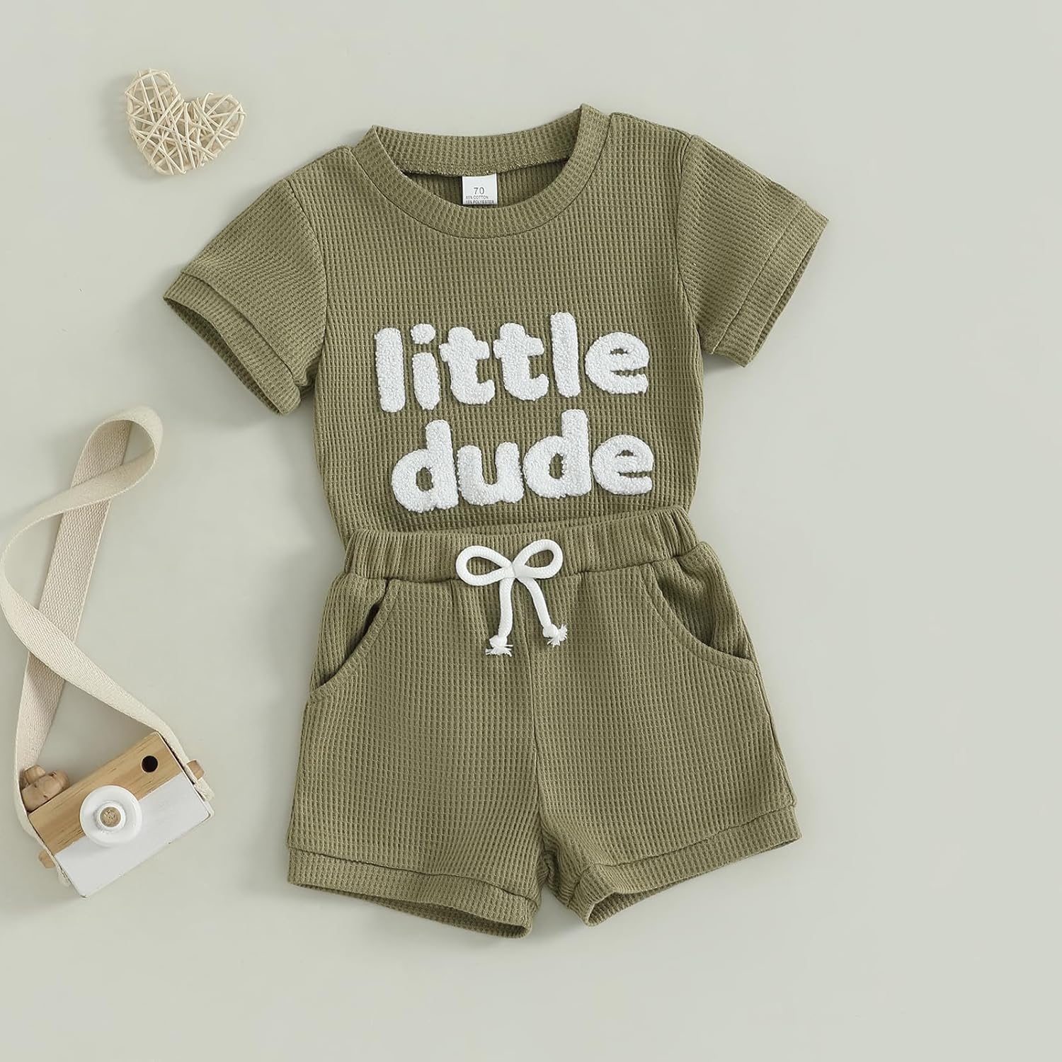 MERSARIPHY Newborn Boy Summer Waffle Knit Romper Set