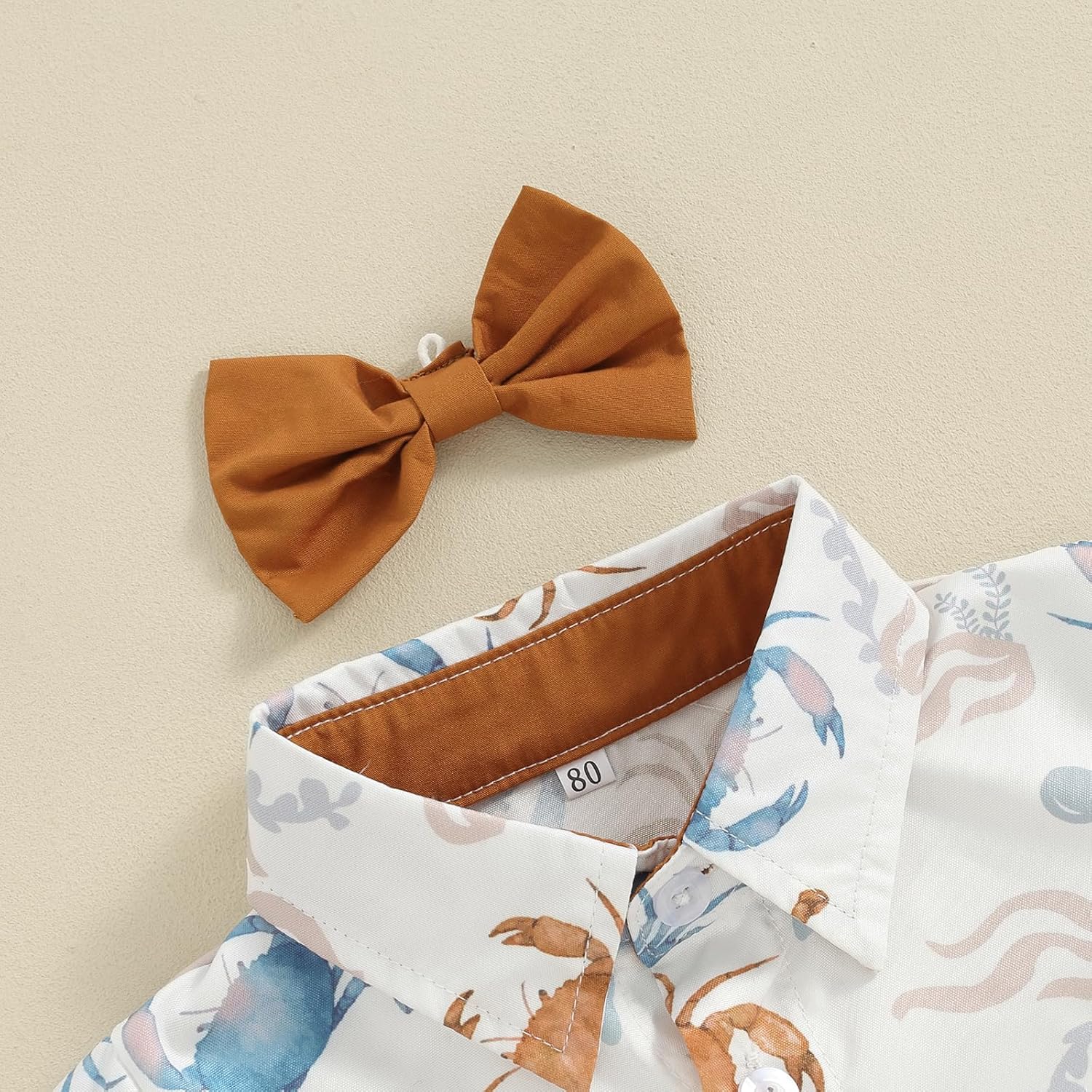 Licupiee Toddler Boys Ocean Print Shorts Set 2Pcs Crab Turtle Summer Outfits