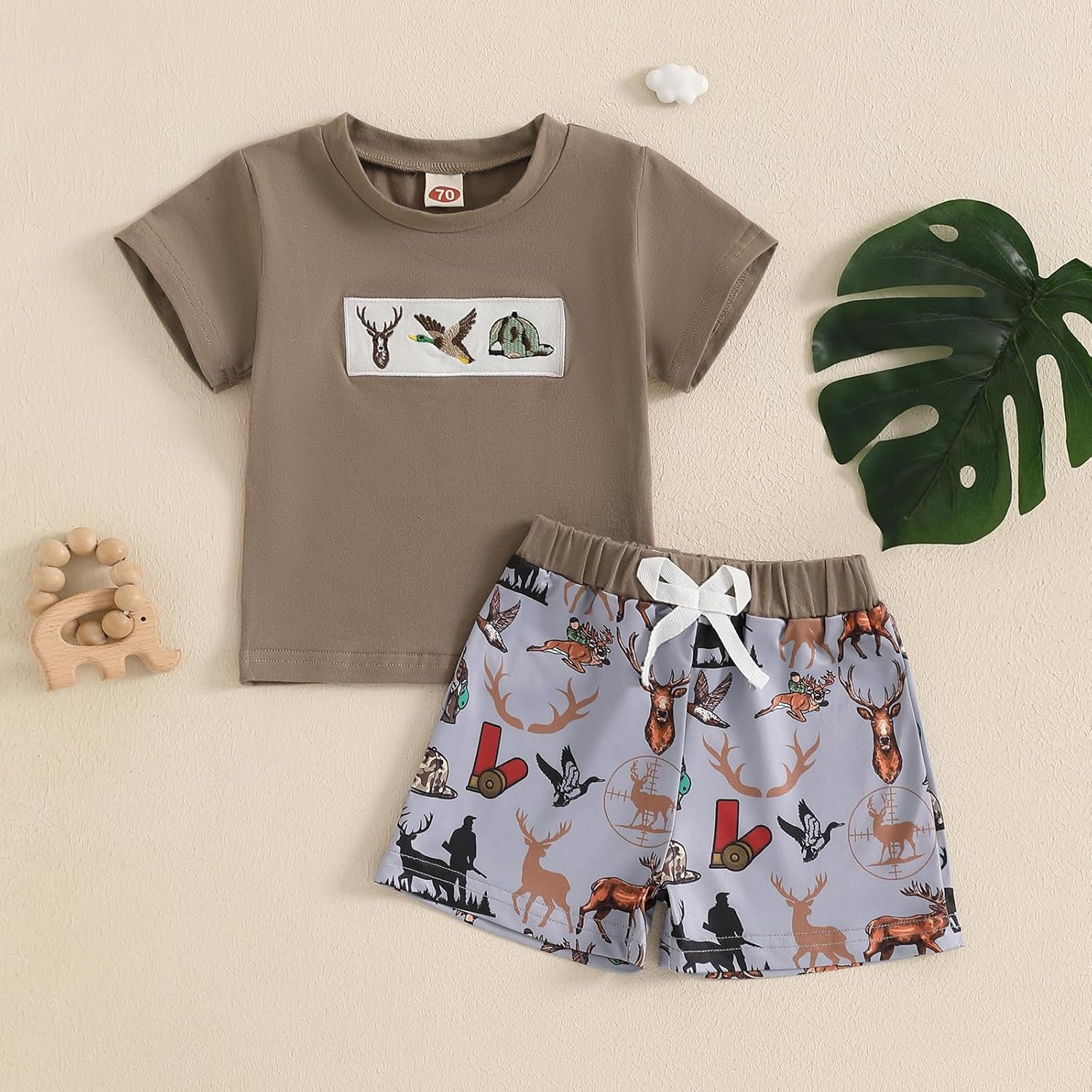 TODDLER BOY SUMMER OUTFIT HUNTING HUNTING DUCK DEER STDX CLOTHES SET