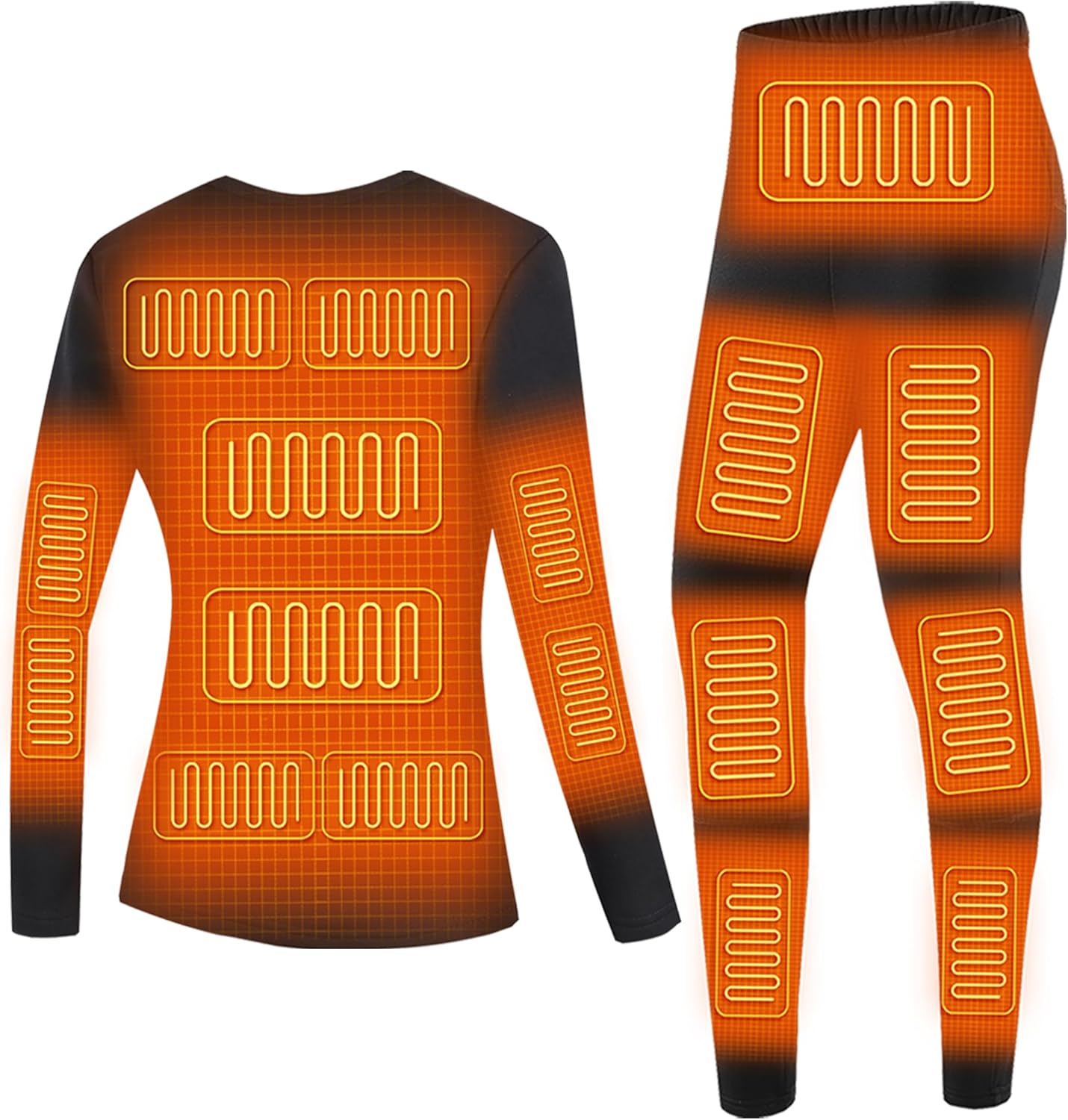 Electric Heated undergarment set for women Fleece ThermalBaselayer 28 Area Heating
