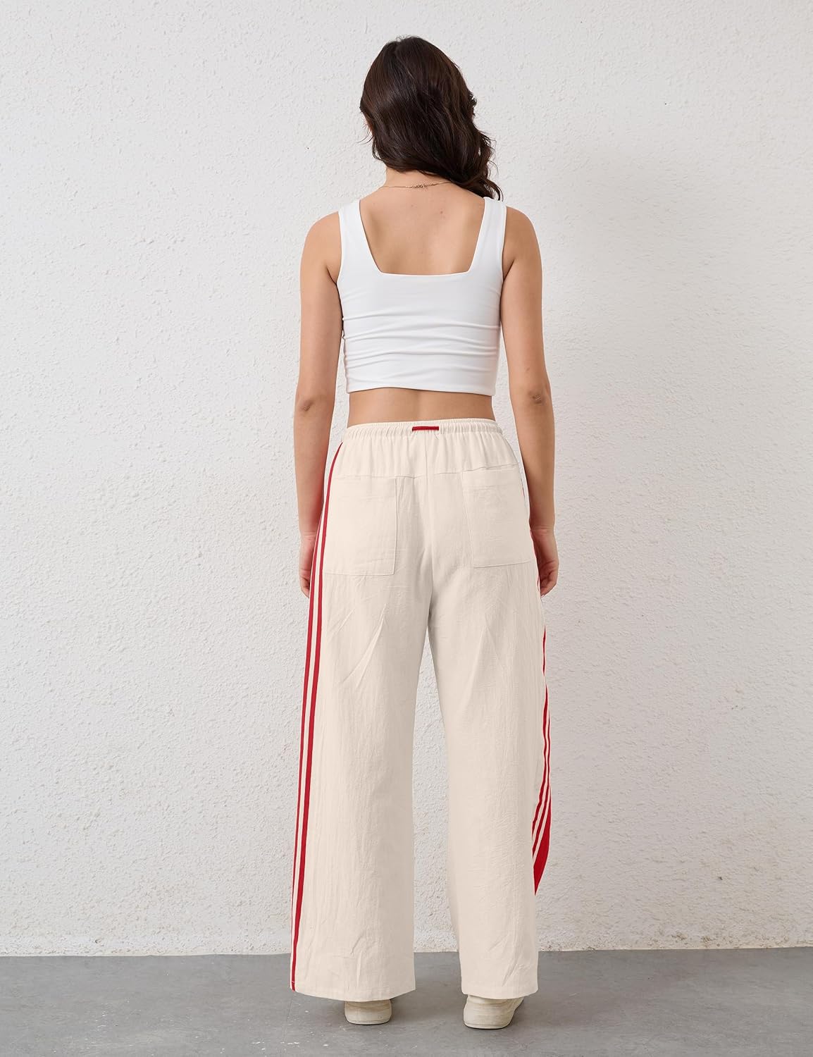 MISSACTIVER Womens Side Striped Wide Leg High Rise Sweatpants