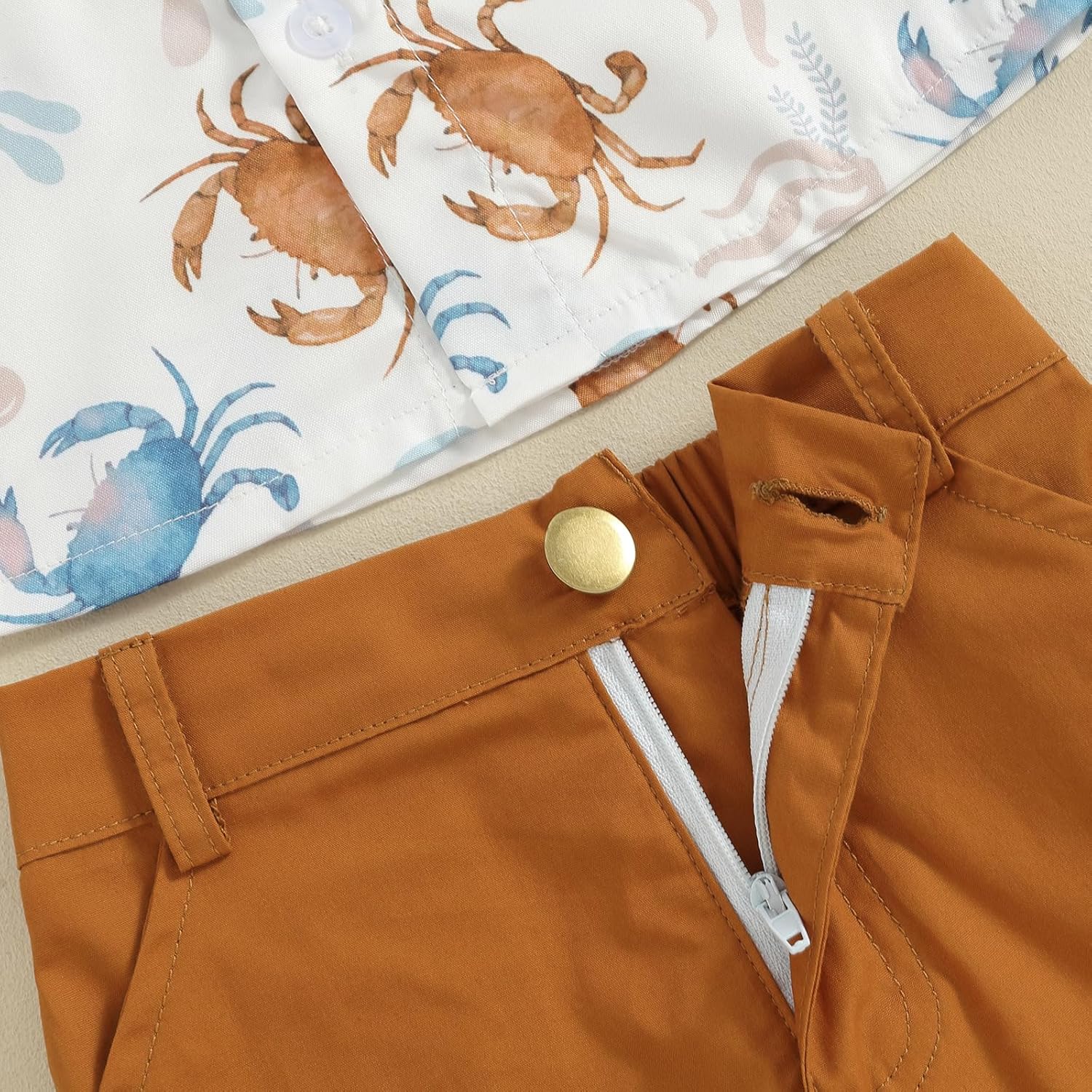 Licupiee Toddler Boys Ocean Print Shorts Set 2Pcs Crab Turtle Summer Outfits