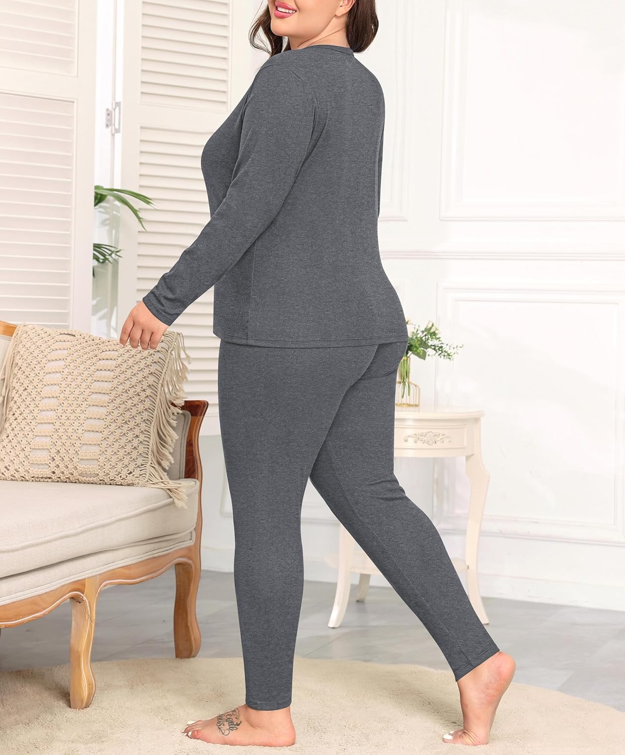 Fuzzy Thermal Pj Set for Women Plus Size