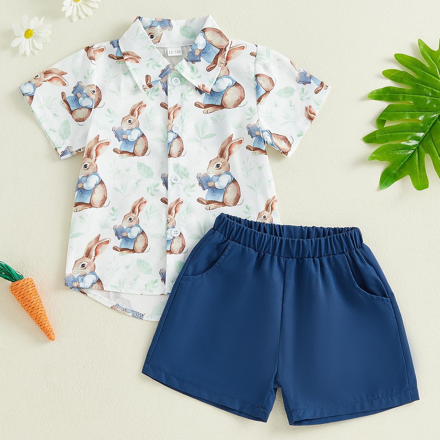 Summer Girly Look for Boys -Button-up Shorts Set