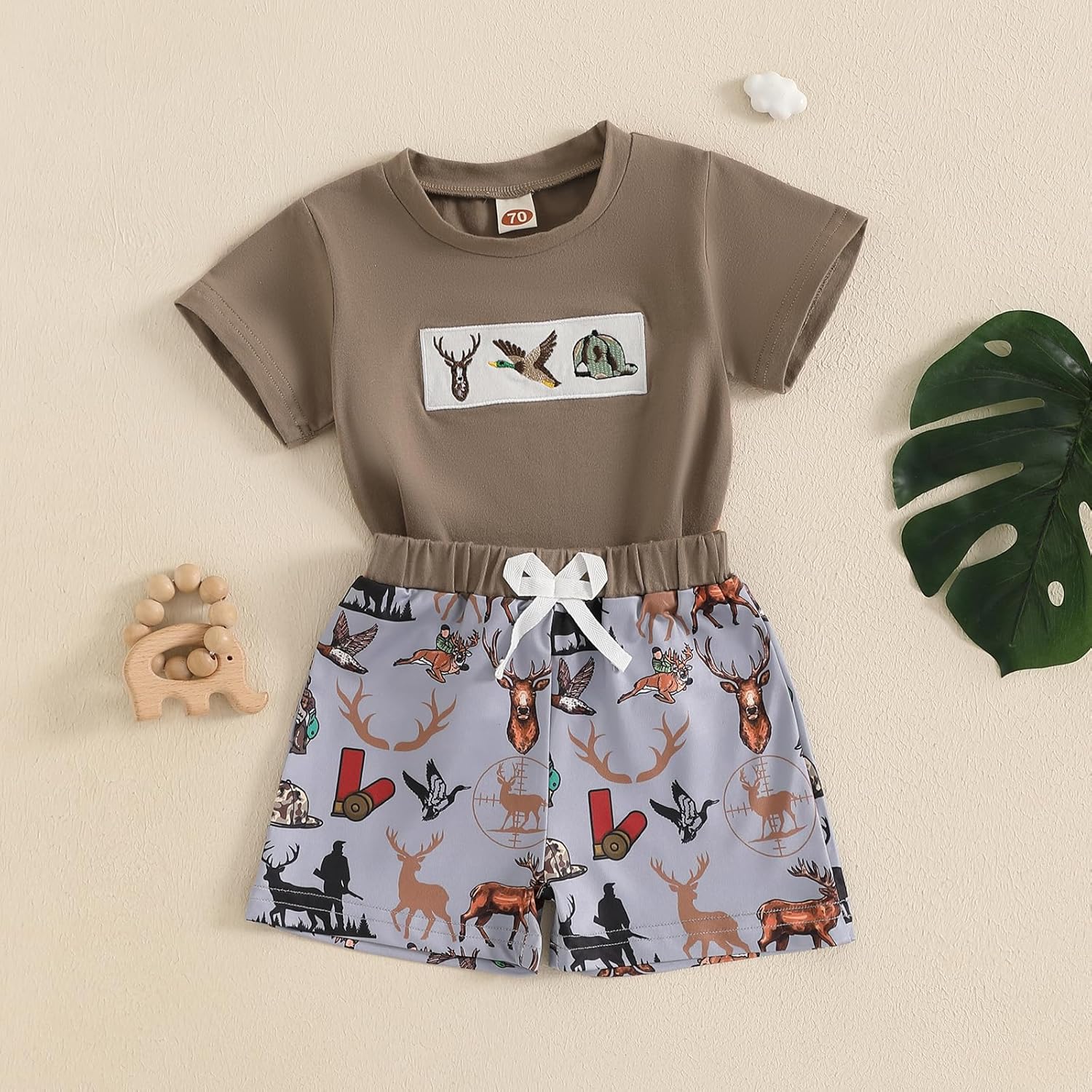 TODDLER BOY SUMMER OUTFIT HUNTING HUNTING DUCK DEER STDX CLOTHES SET