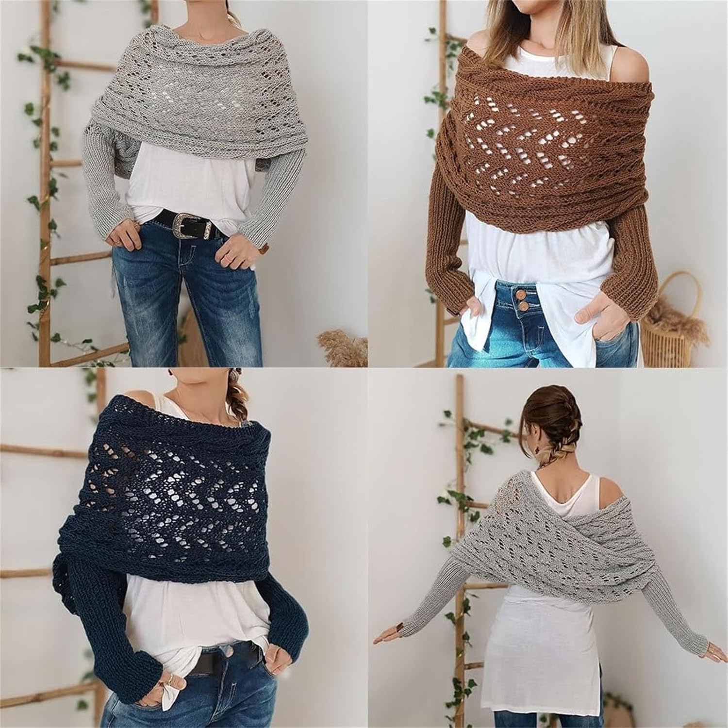 VYOCAO Womens Knitted Cable Shawl