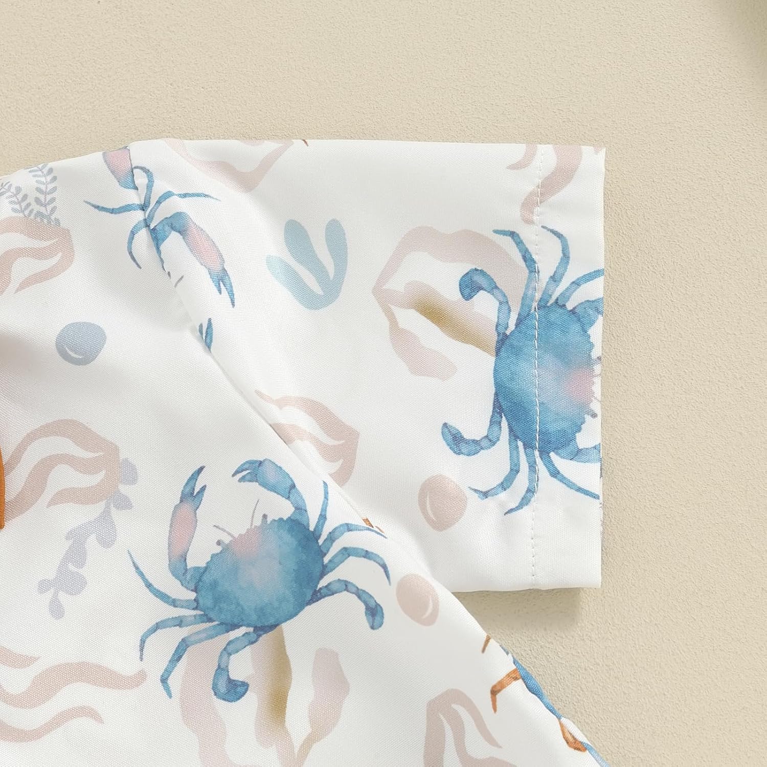 Licupiee Toddler Boys Ocean Print Shorts Set 2Pcs Crab Turtle Summer Outfits