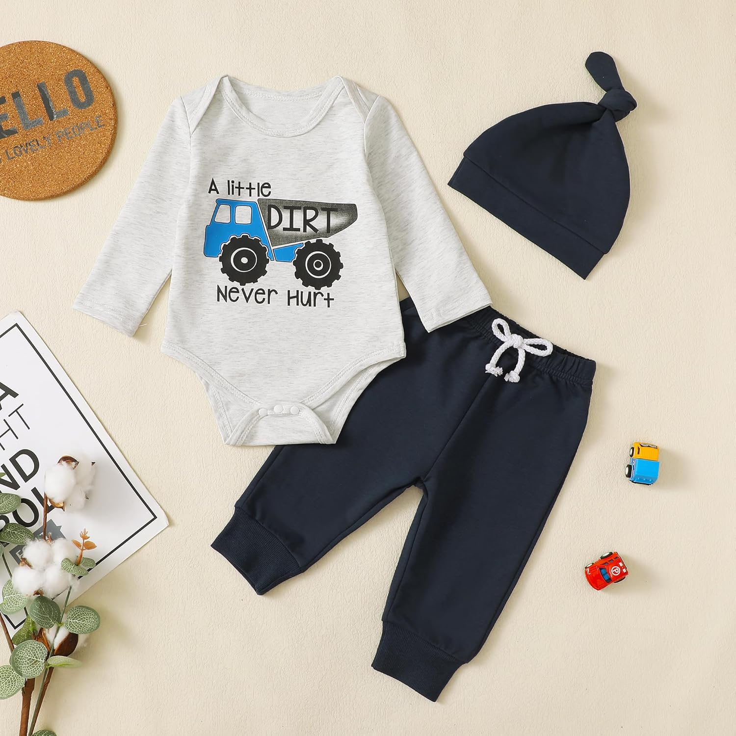 Winter Baby Clothes Set with Tractor Hat More
