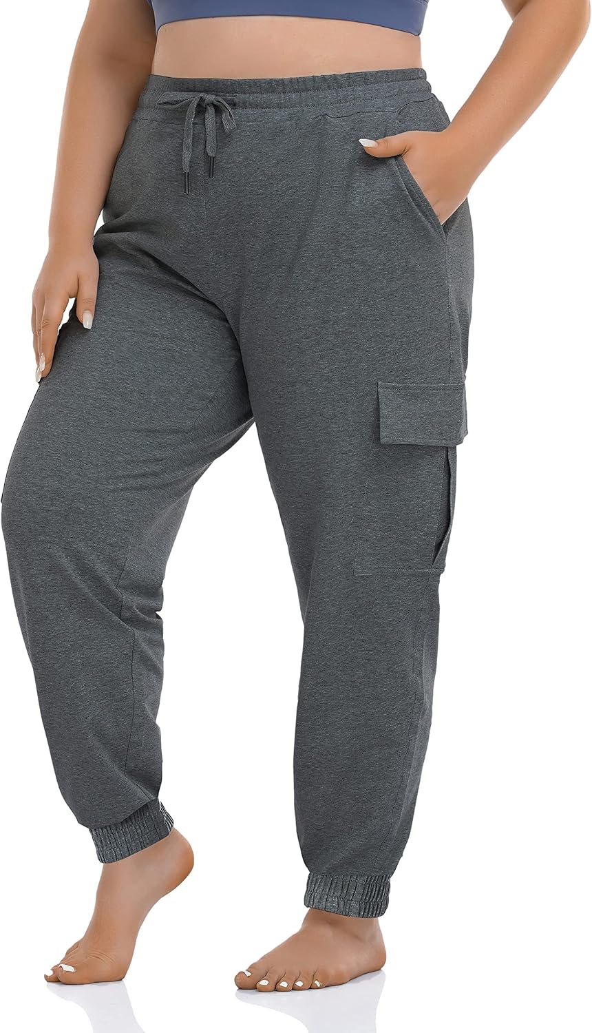 Zerdocean Womens Plus Size Active Workout Cargo Sweatpants