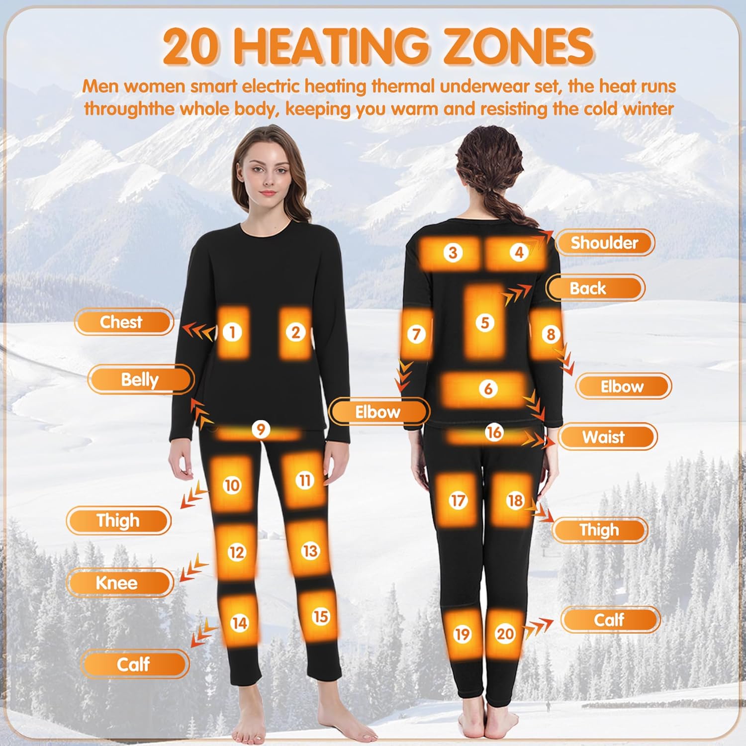 Heated Underwear Set 20 Zones for Women Complete Thermal Clothing