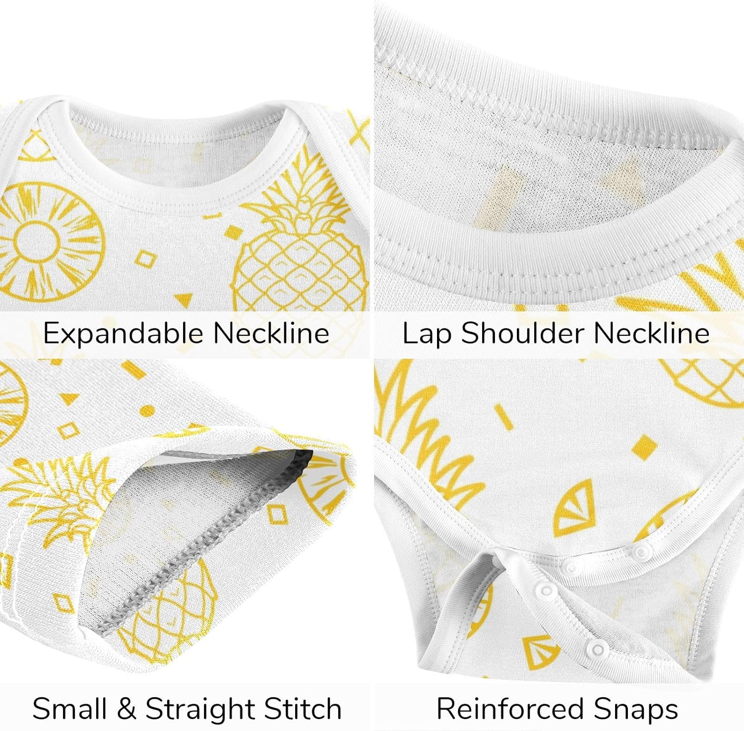 KICPOAY Baby clothing set - 0-24 months yellow fruits pineapples