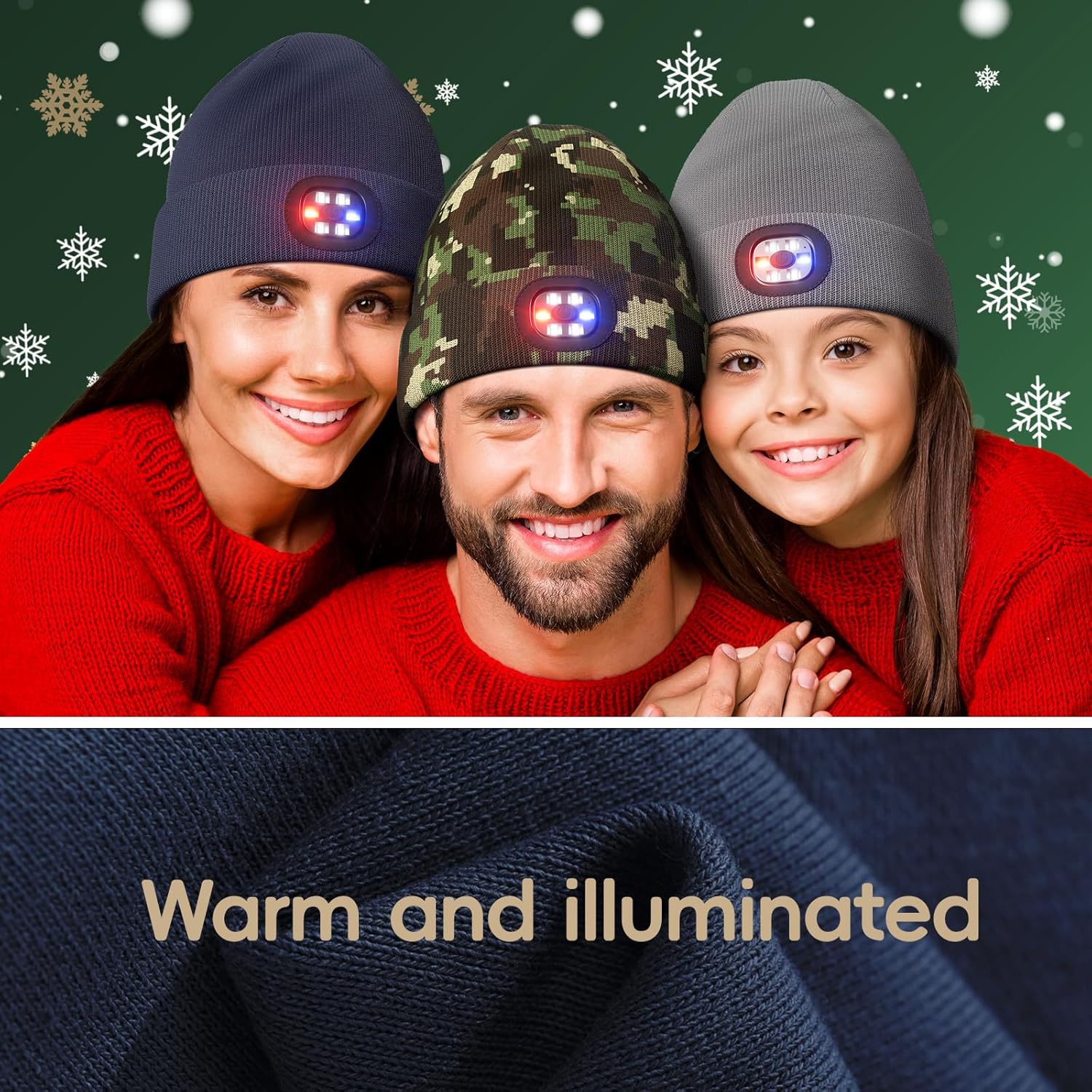 Olulse Unisex Winter Beanie with Built-in LED Light for Men Women