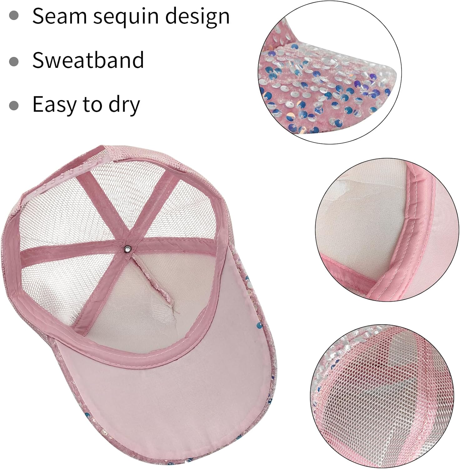 BLING BASEBALL CAP FOR WOMEN MEN SEQUIN SPARKLE DESIGN FOR DISCO PARTIES