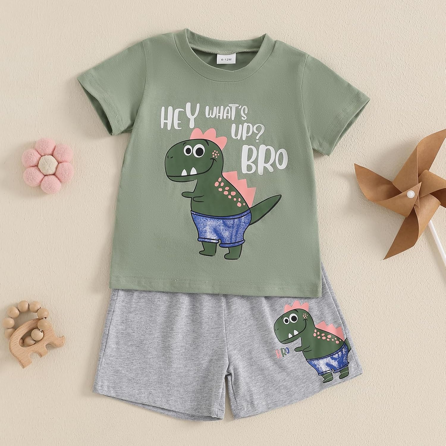 Summer Toddler Boys Outfit Set Dinosaur Print Summer Clothes for Boys