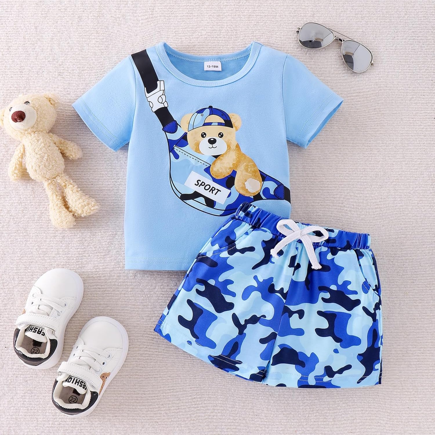 Camo Bear Style Toddler Shorts Set