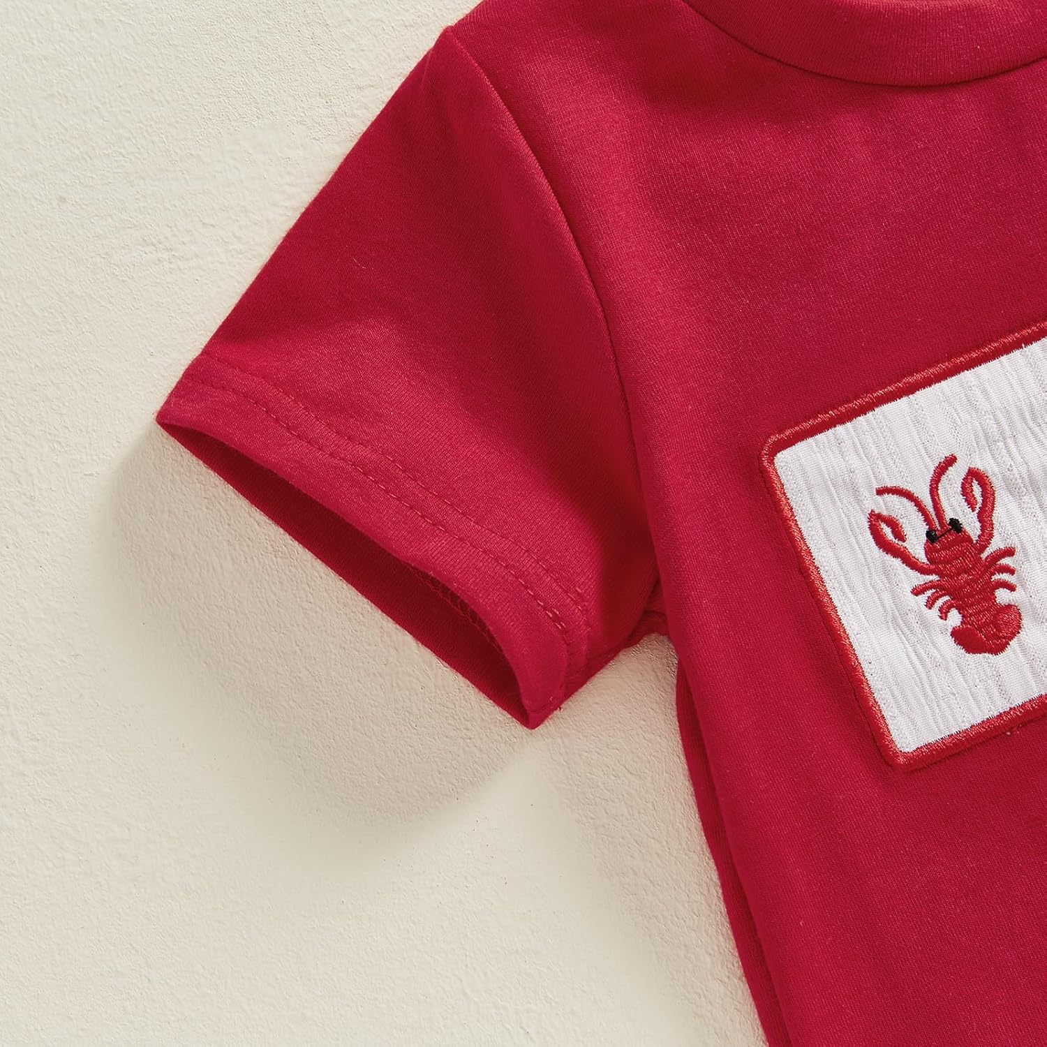 Crawfish Outfit Set Toddler Boy lobster embroidery fishing t shirt