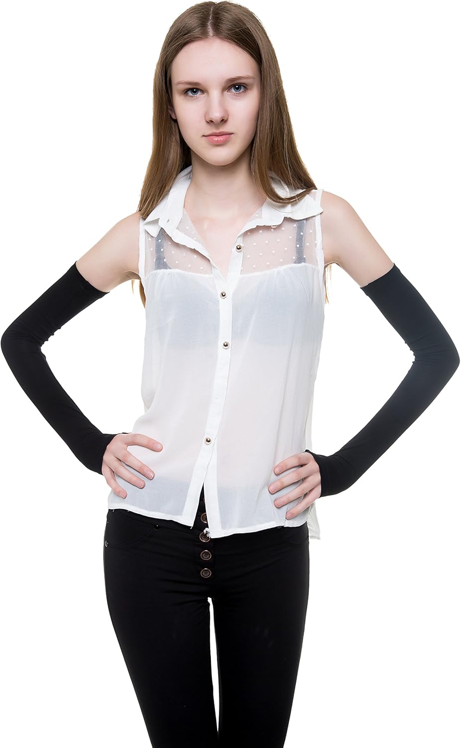 V28 Womens Stretchy Long Sleeve Fingerless Gloves Elegance Style