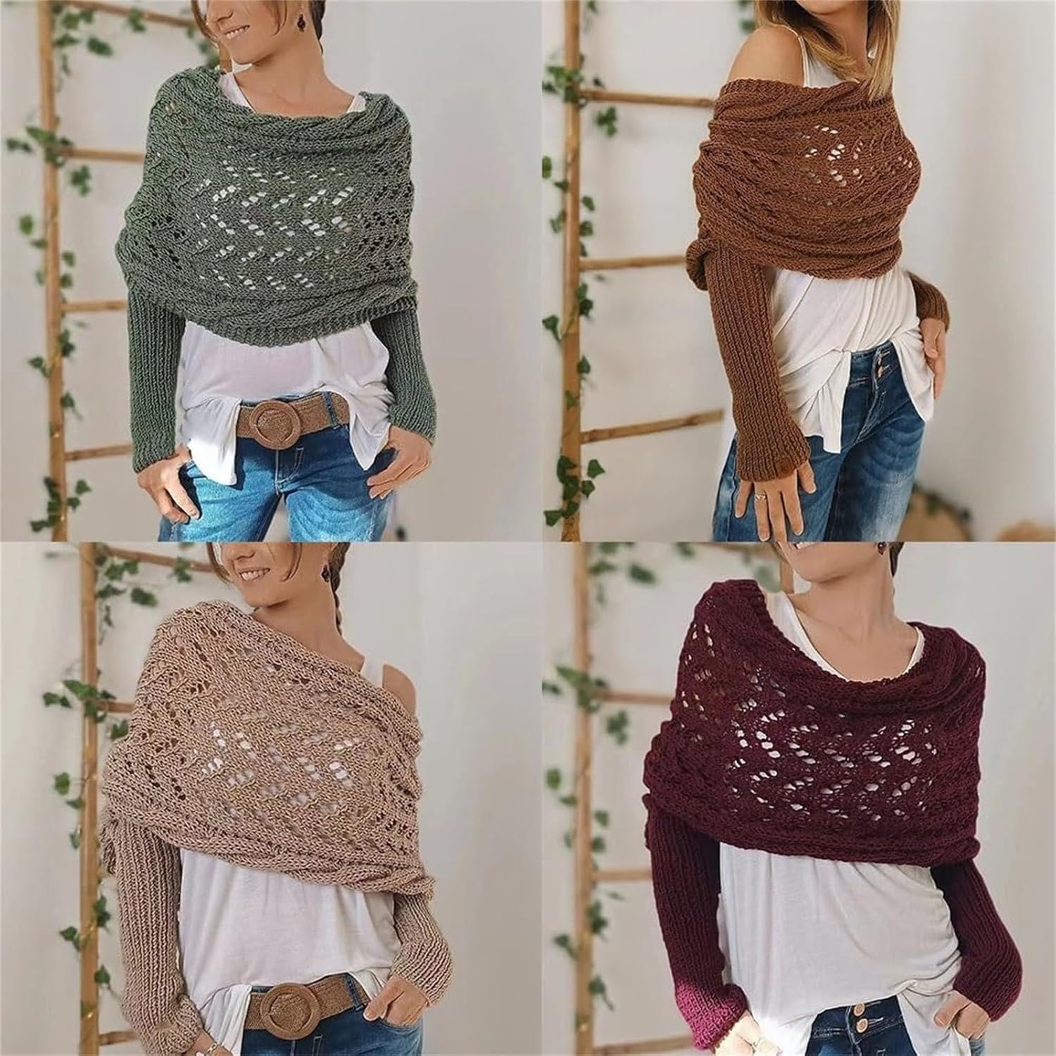 VYOCAO Womens Knitted Cable Shawl