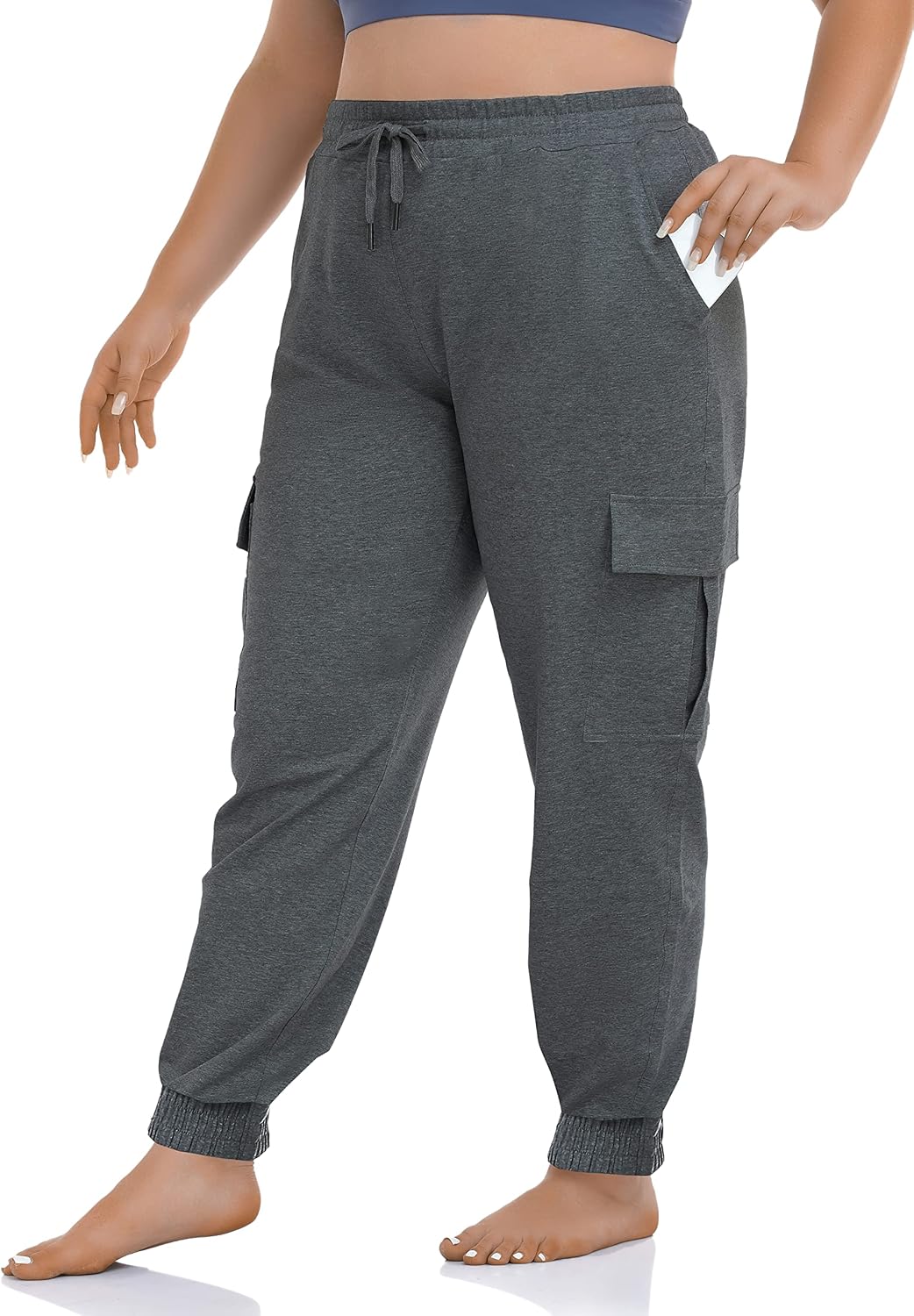 Zerdocean Womens Plus Size Active Workout Cargo Sweatpants