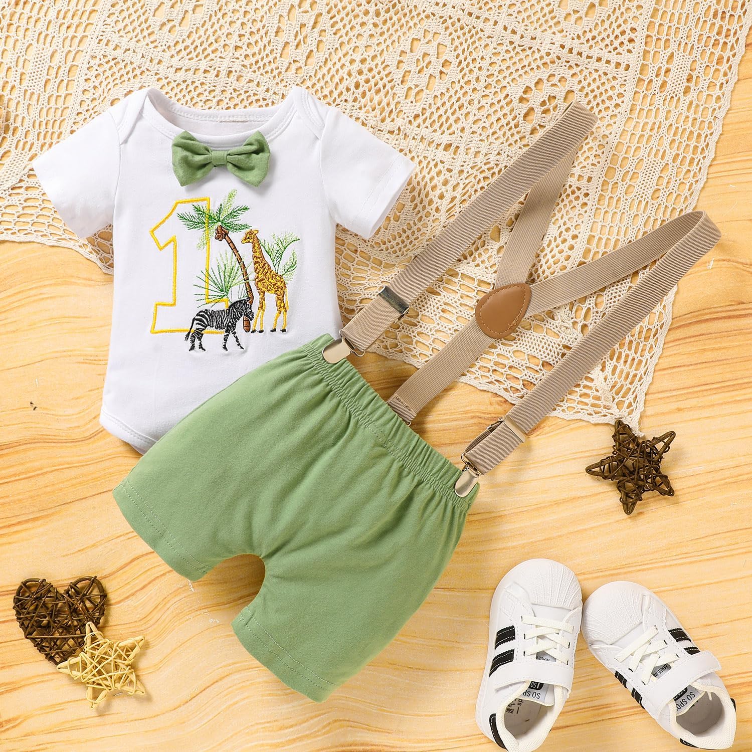 GRNSHTS Baby Boy Funny First Birthday Clothes Tropical Fruit and Animal Romper