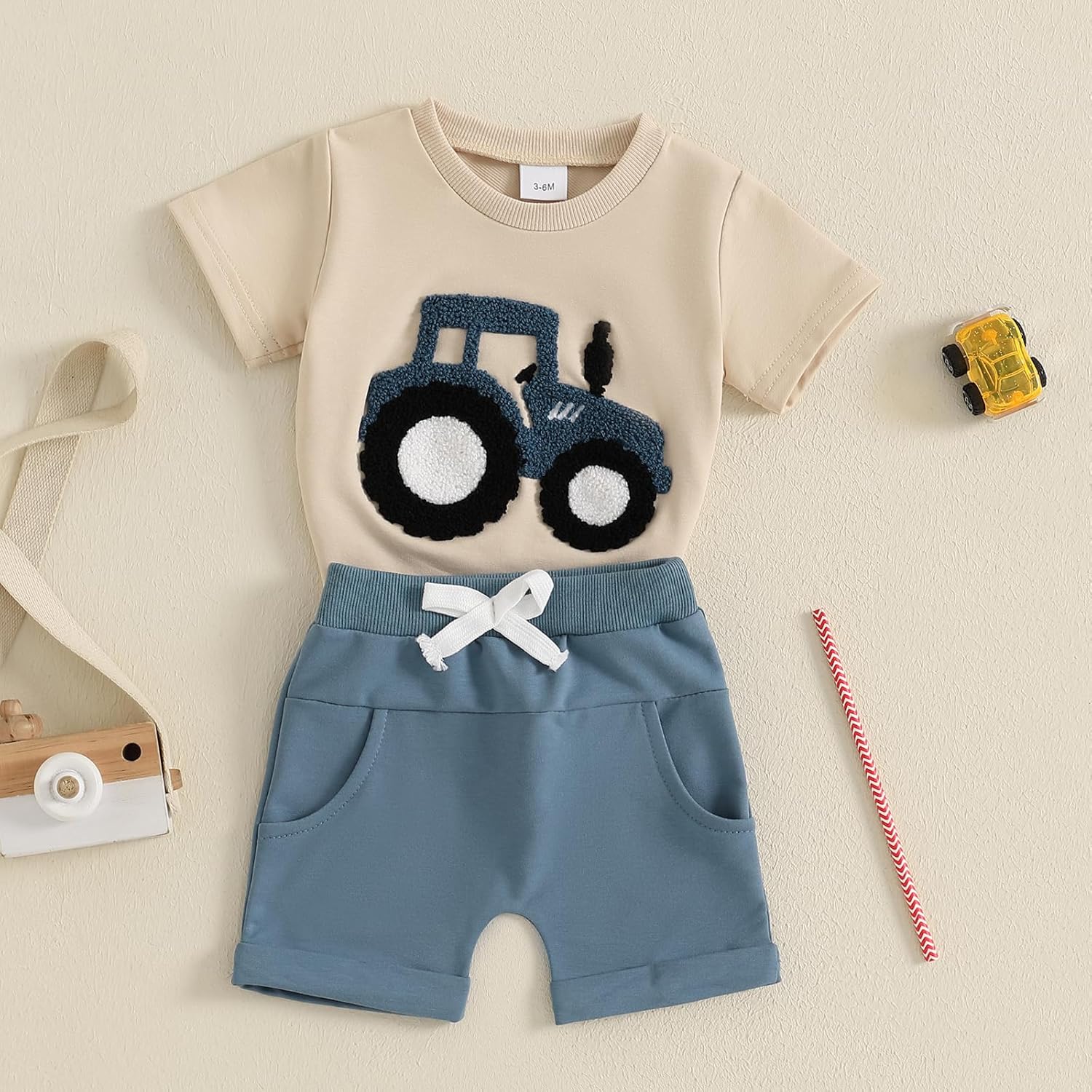 Mini Tractor and Farm Set for Baby BOY SUMMER Outfit