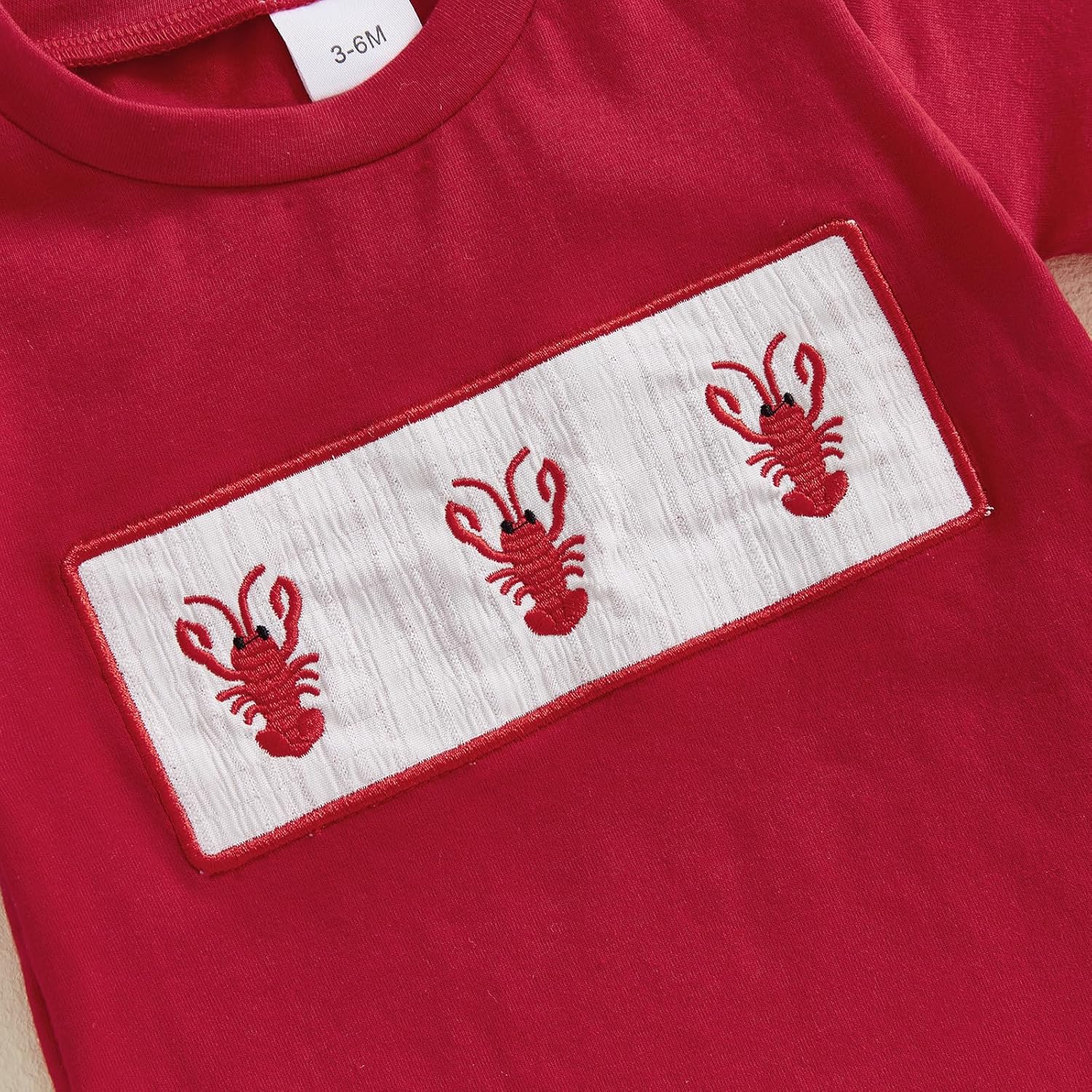 Crawfish Outfit Set Toddler Boy lobster embroidery fishing t shirt
