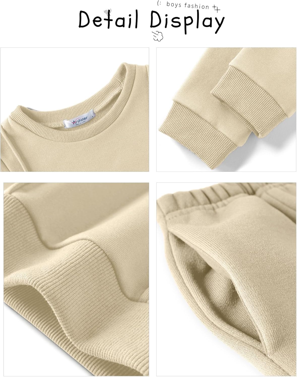 Arshiner Boys Round Neck Long Sleeve Sweatshirt Pants Set - Toddler FallWinter Clothes
