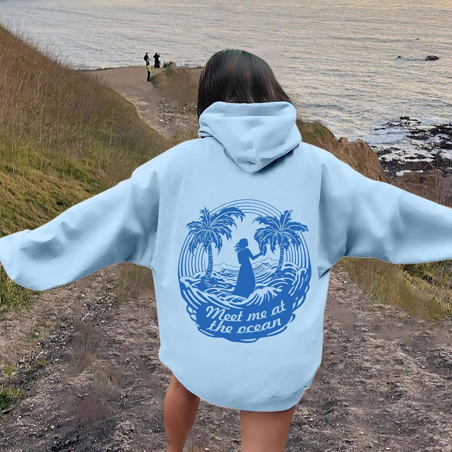 Oversized Pink Puff Hoodie with Drawstring and Graphic Print