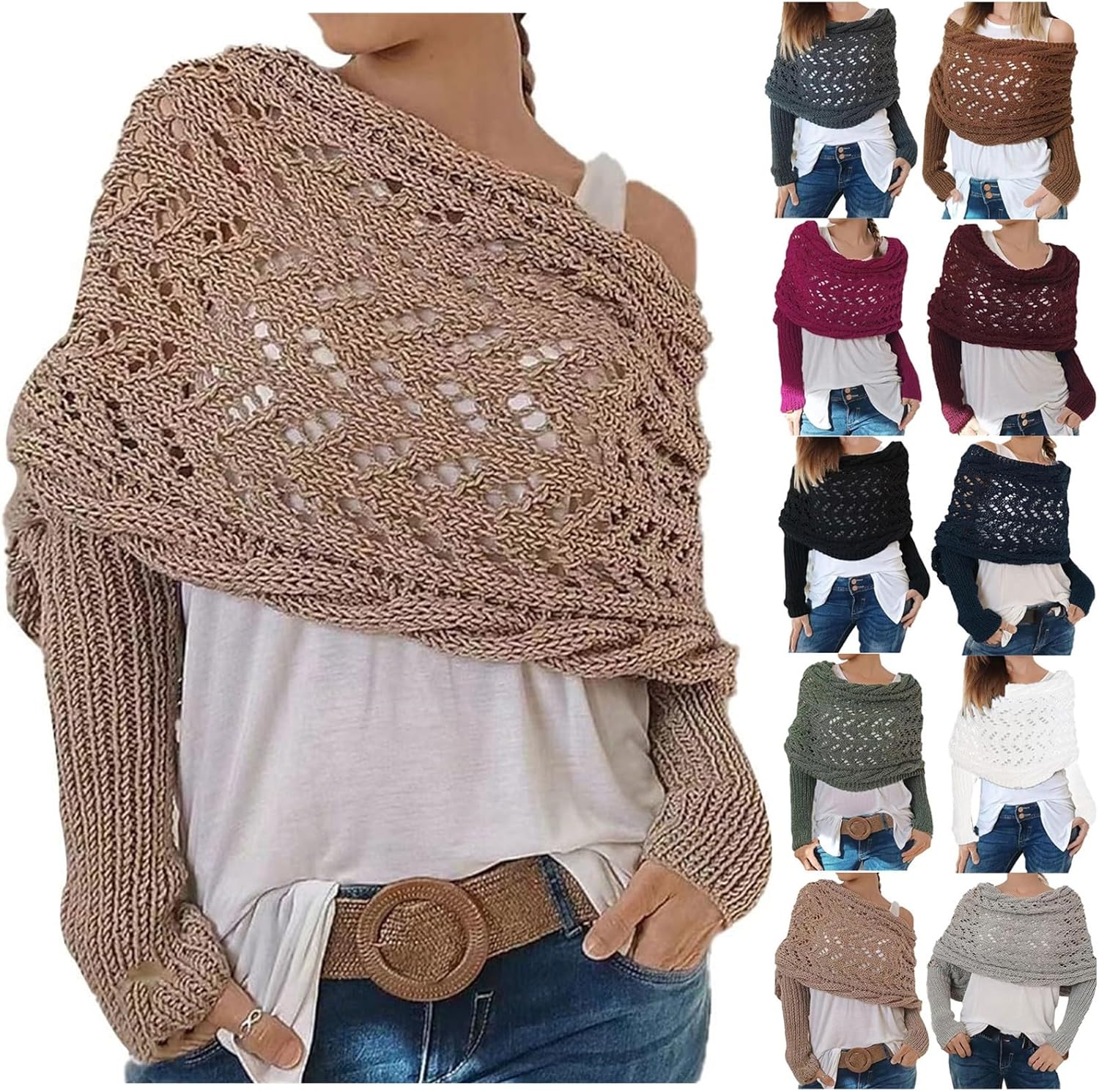 VYOCAO Womens Knitted Cable Shawl