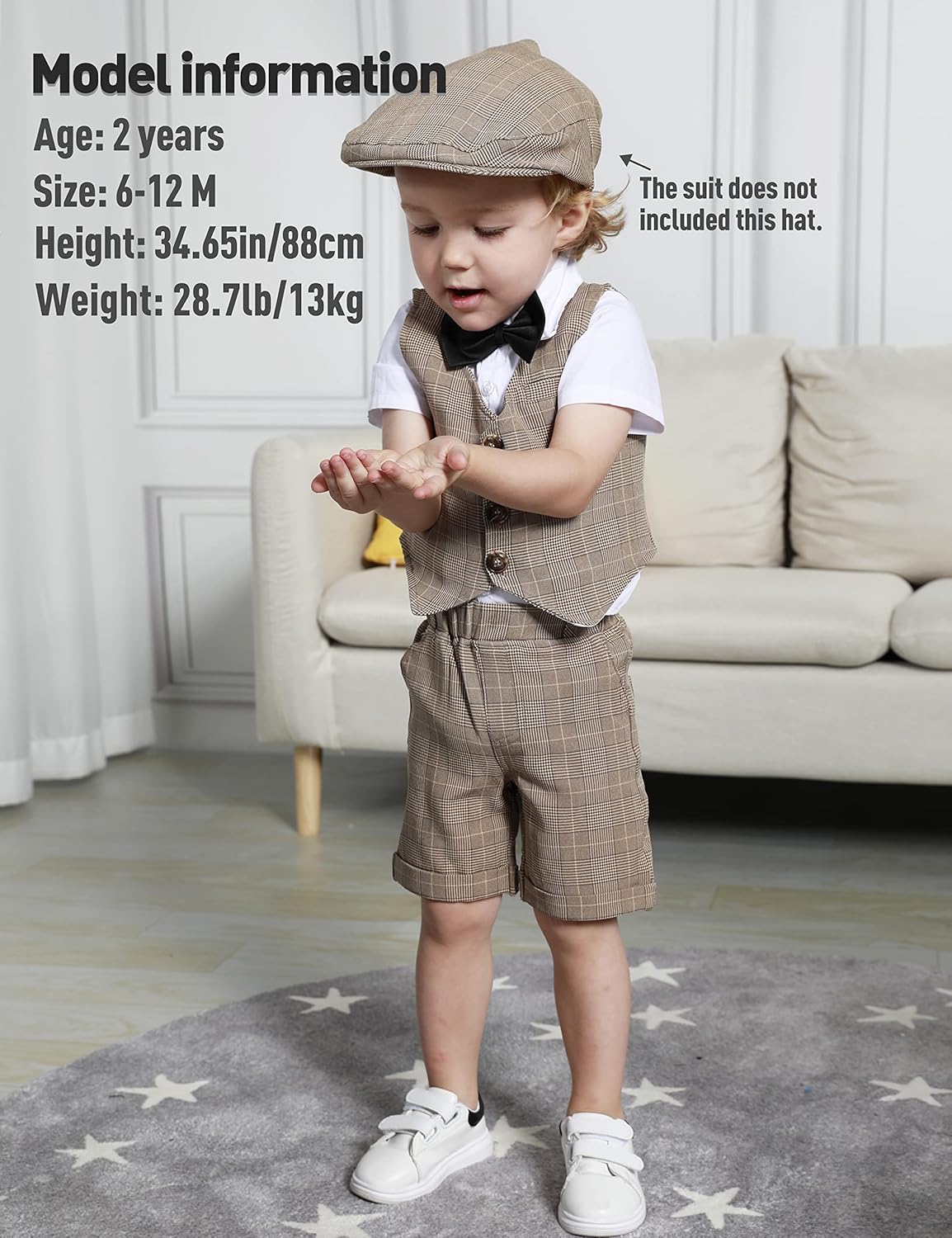 Bright Plaid Vest Toddler Outfit Gentlemans Set for Boys with Bow Tie