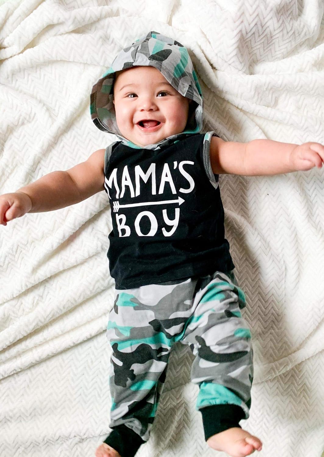 Aalizzwell Baby Camouflage Harem Hoodie Summer