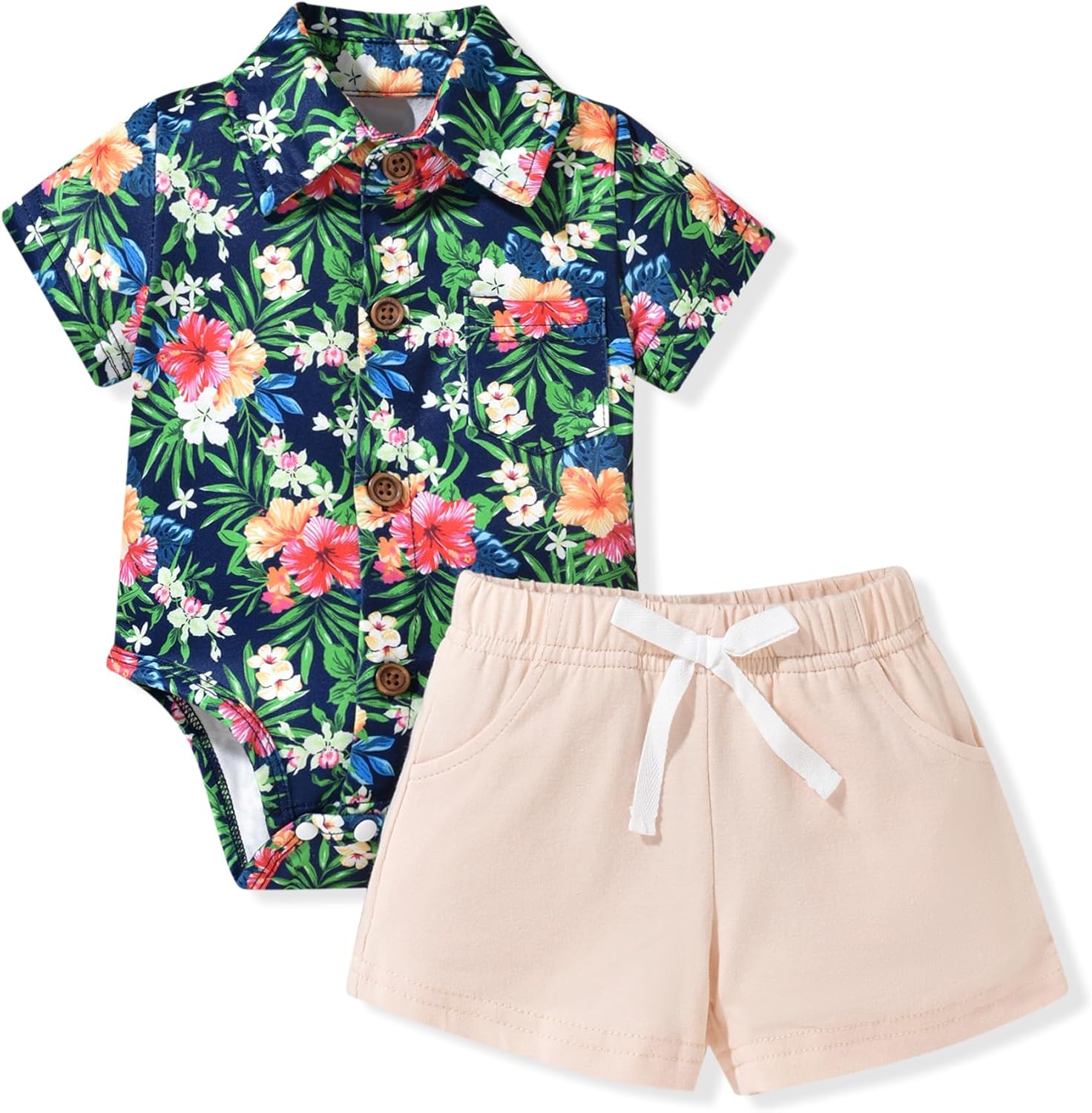 Baby Boy Hawaiian Romper Shorts Set