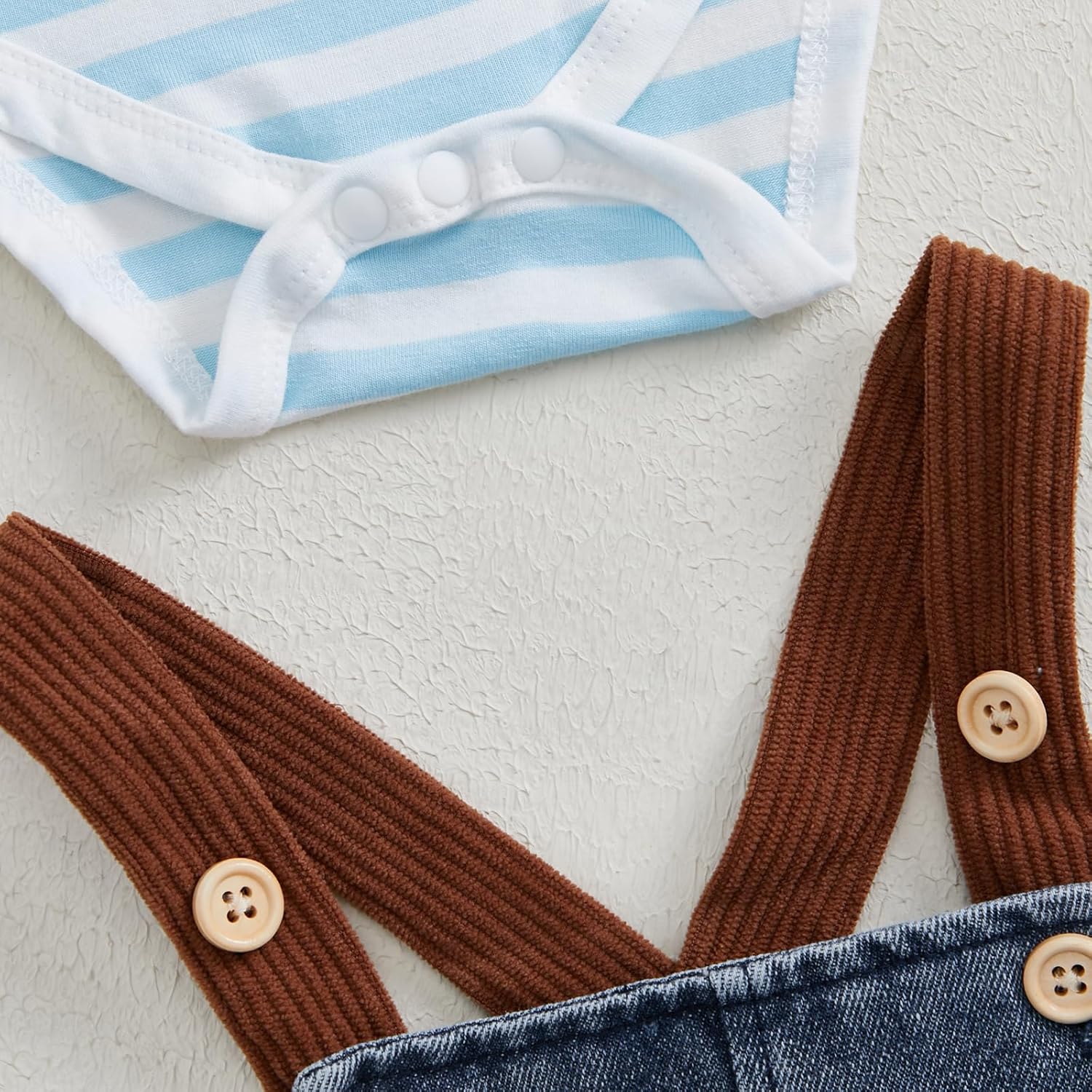 Newborn Long Sleeve Romper Suspender Pants for Boys Soft Knitted Set