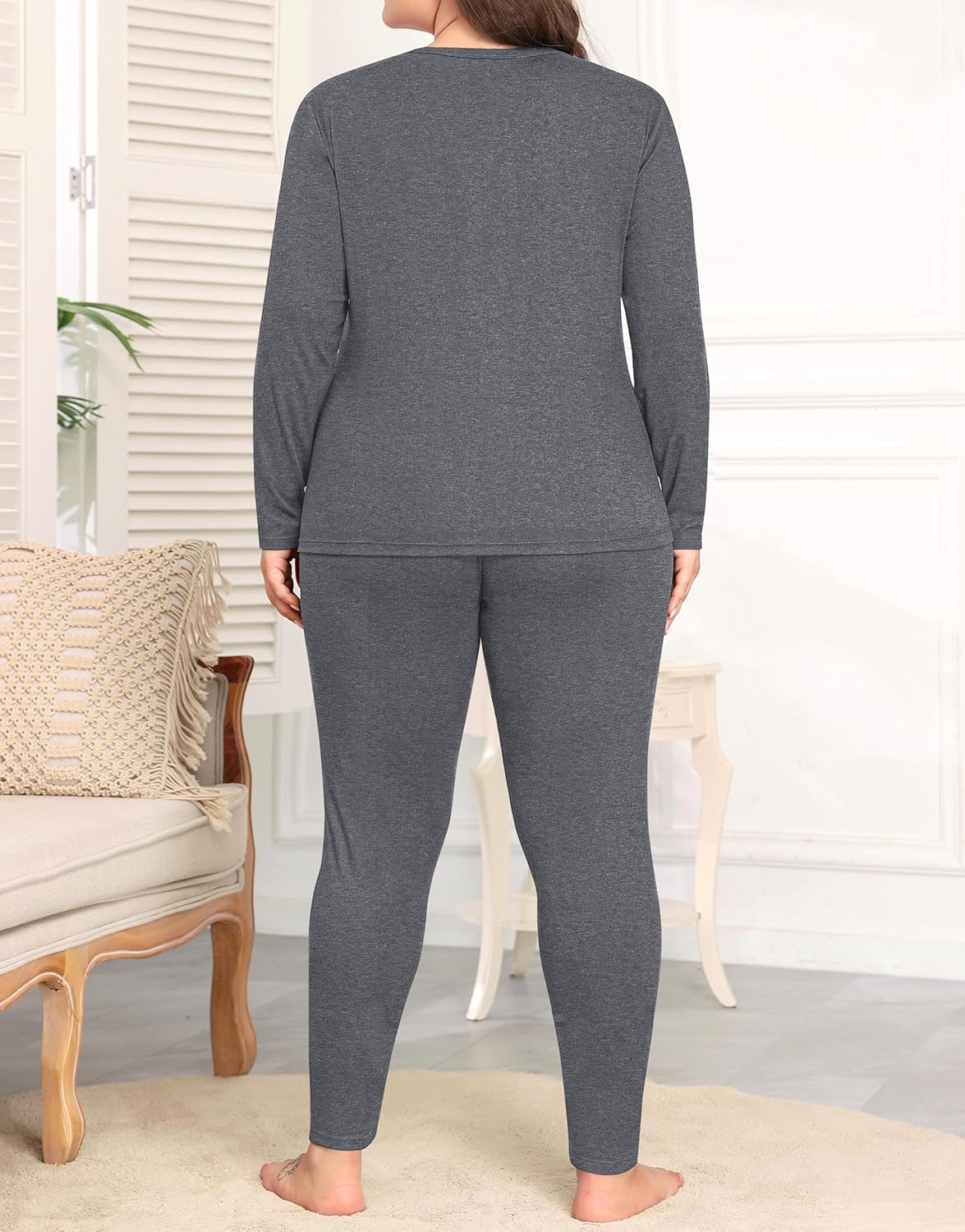 Fuzzy Thermal Pj Set for Women Plus Size