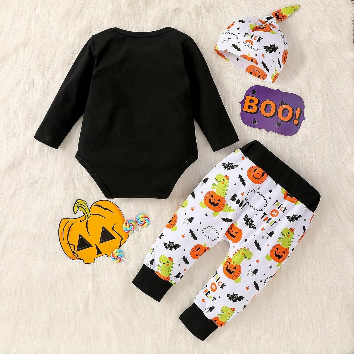 Infant Halloween pumpkin print Romper Set for Boys Girls