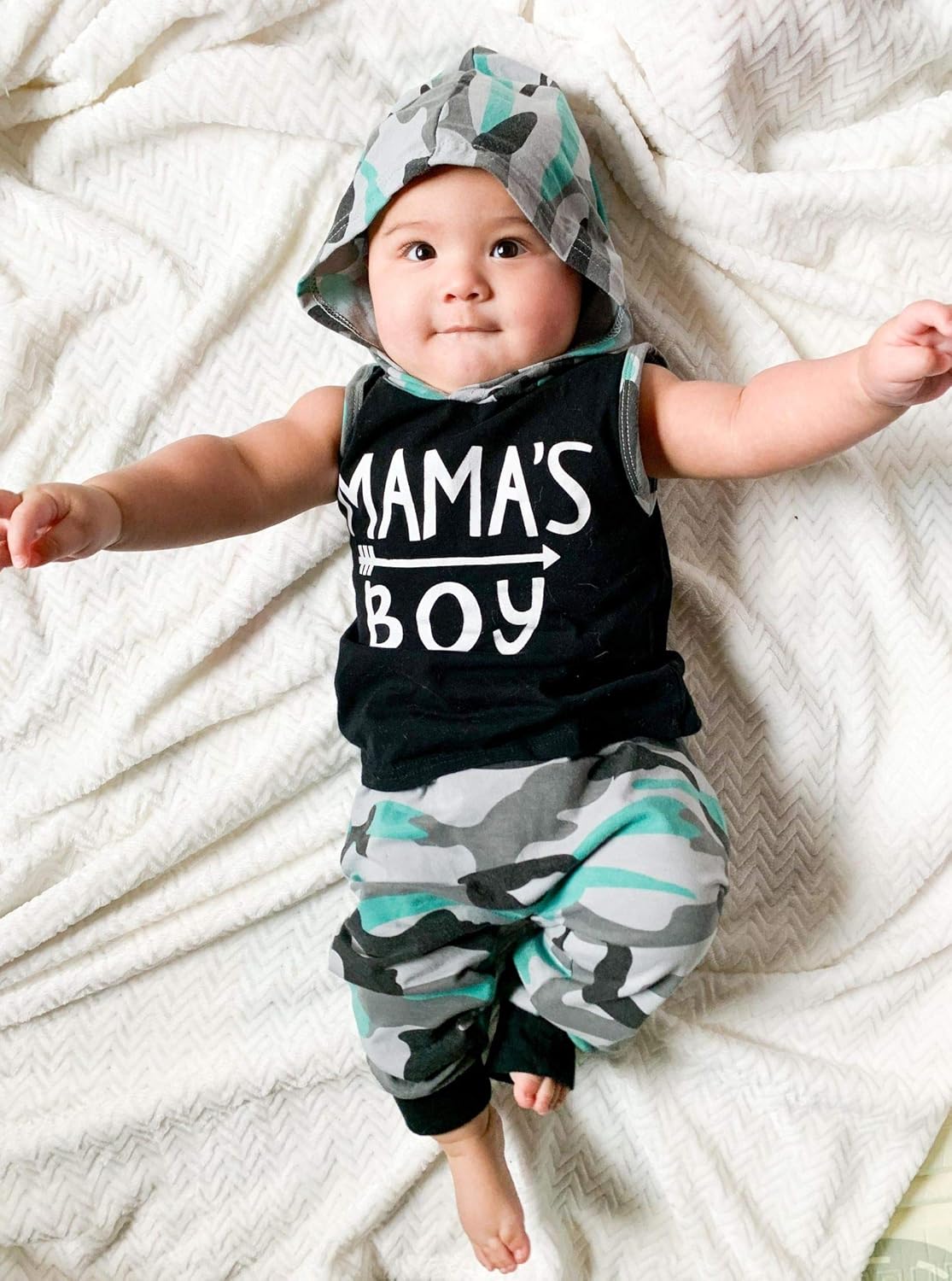 Aalizzwell Baby Camouflage Harem Hoodie Summer