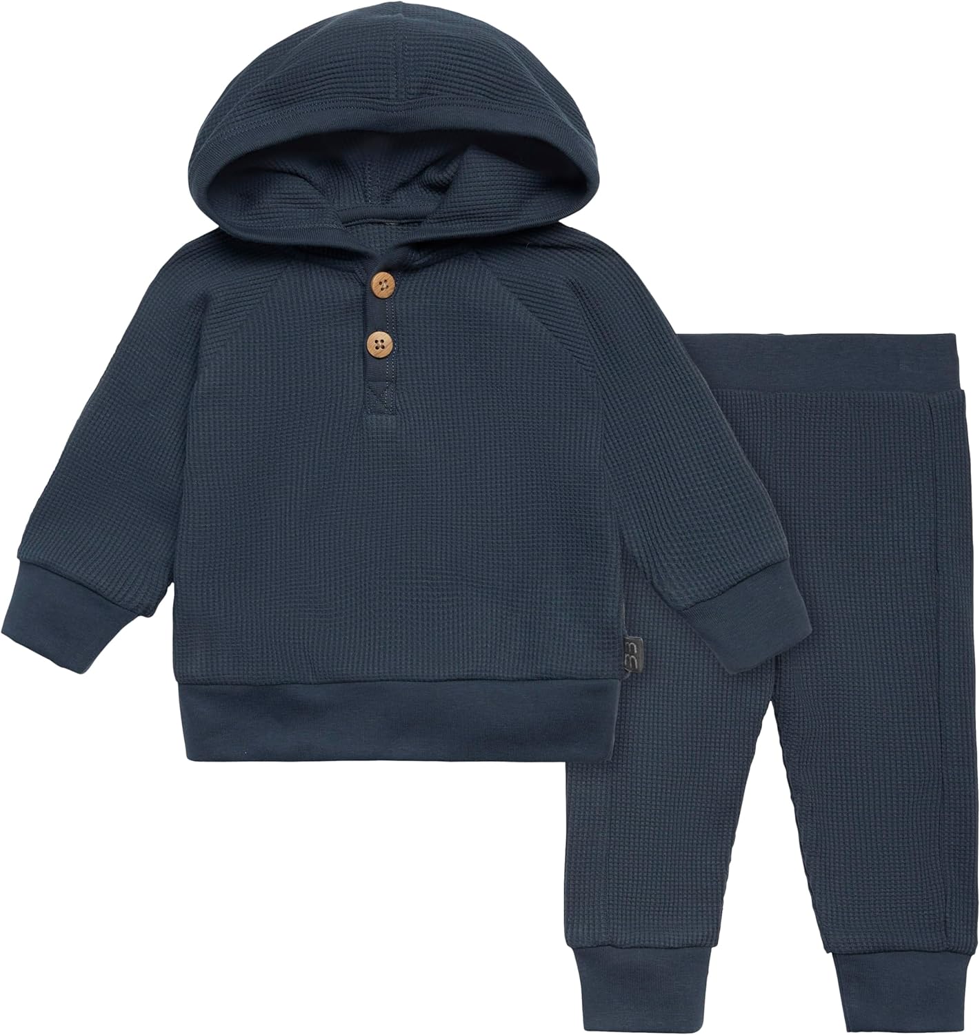 2-Piece Baby Set - Waffle Hoodie Pants Stretchy Cozy