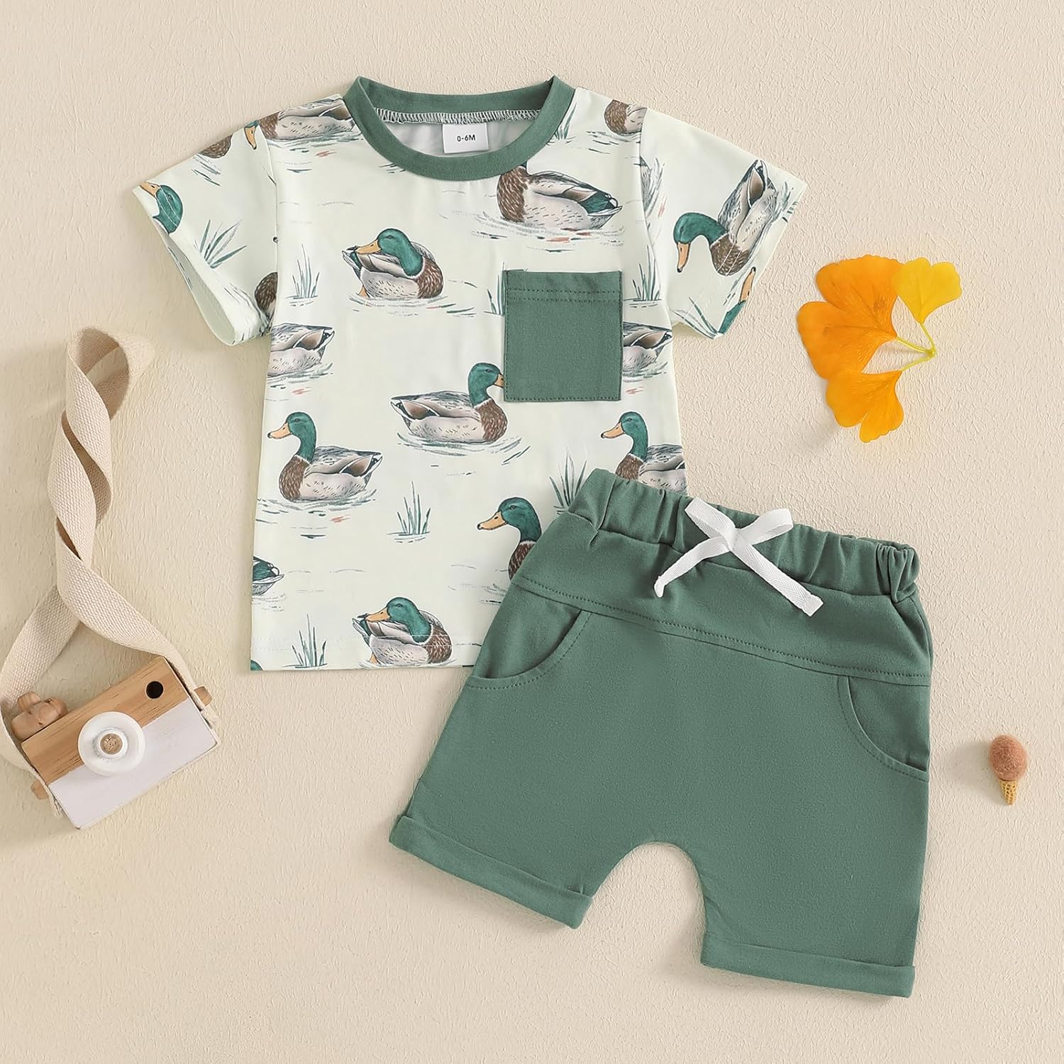 Adorable Baby Boy Summer Outfit Checkered Plaid Two in 1