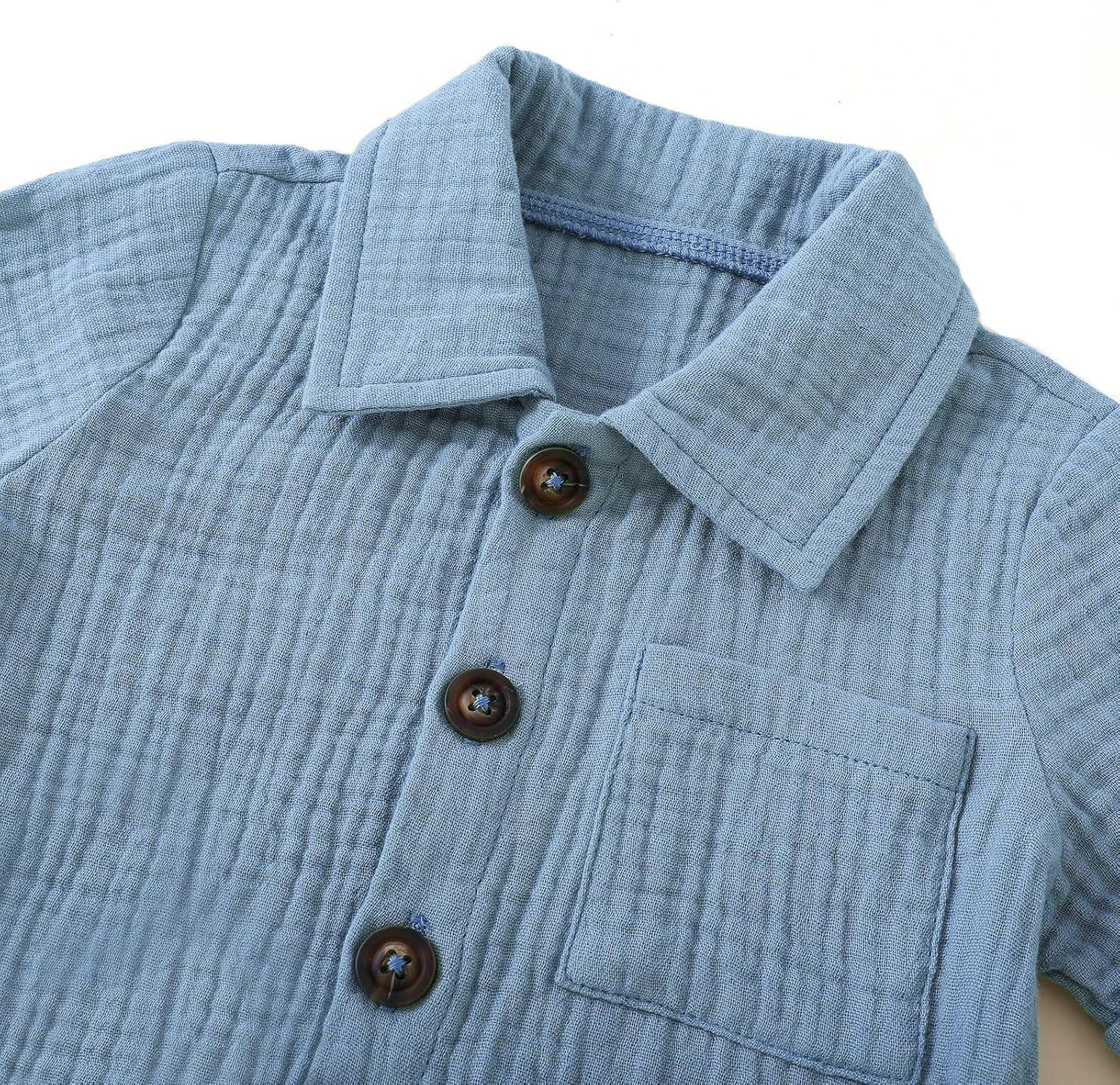 Baby Boys Clothes Set JR 100 Cotton Button Down Shirt Gauze Shorts